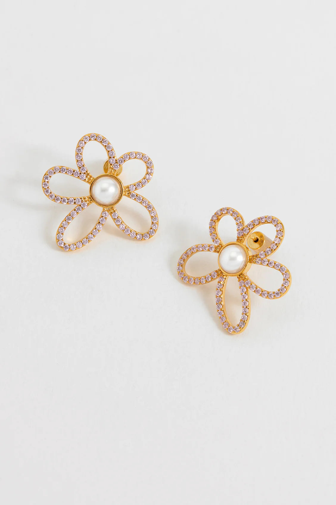 Pink tennis chain flower earring | Estella Bartlett