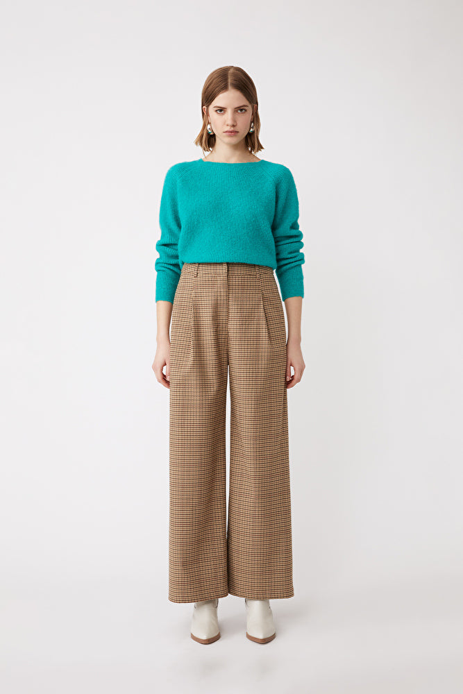 Jonas brown checkered trousers | Suncoo