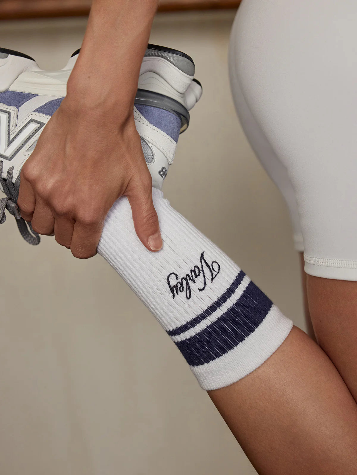 LAMAR SOCKS| white &blue stripe | Varley