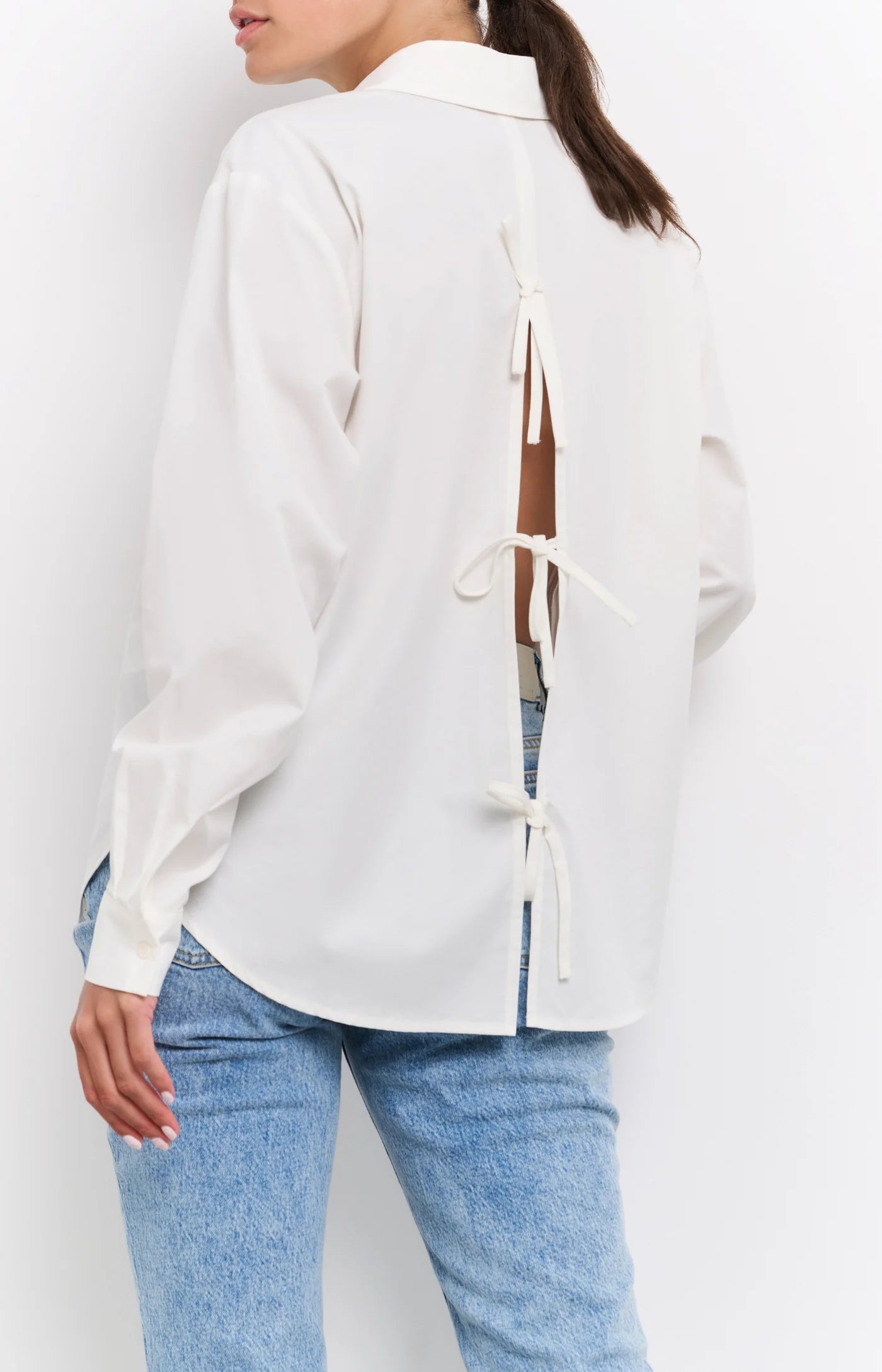 Poplin blouse with bow detail | Yaya