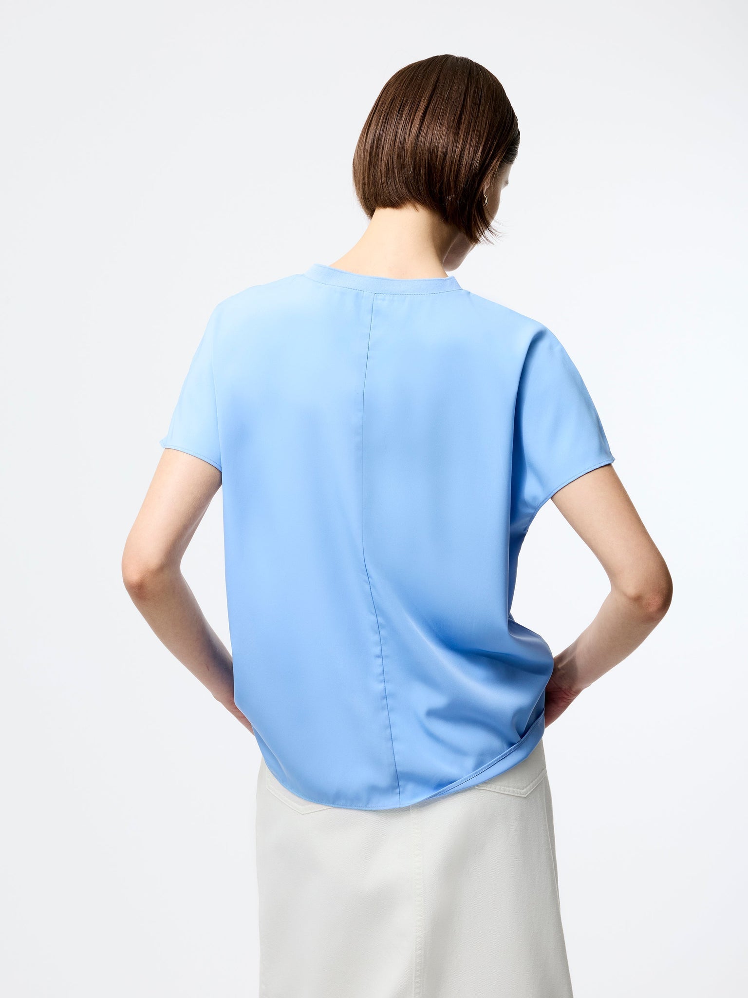 Capriana Crepe Blue Top | French Connection