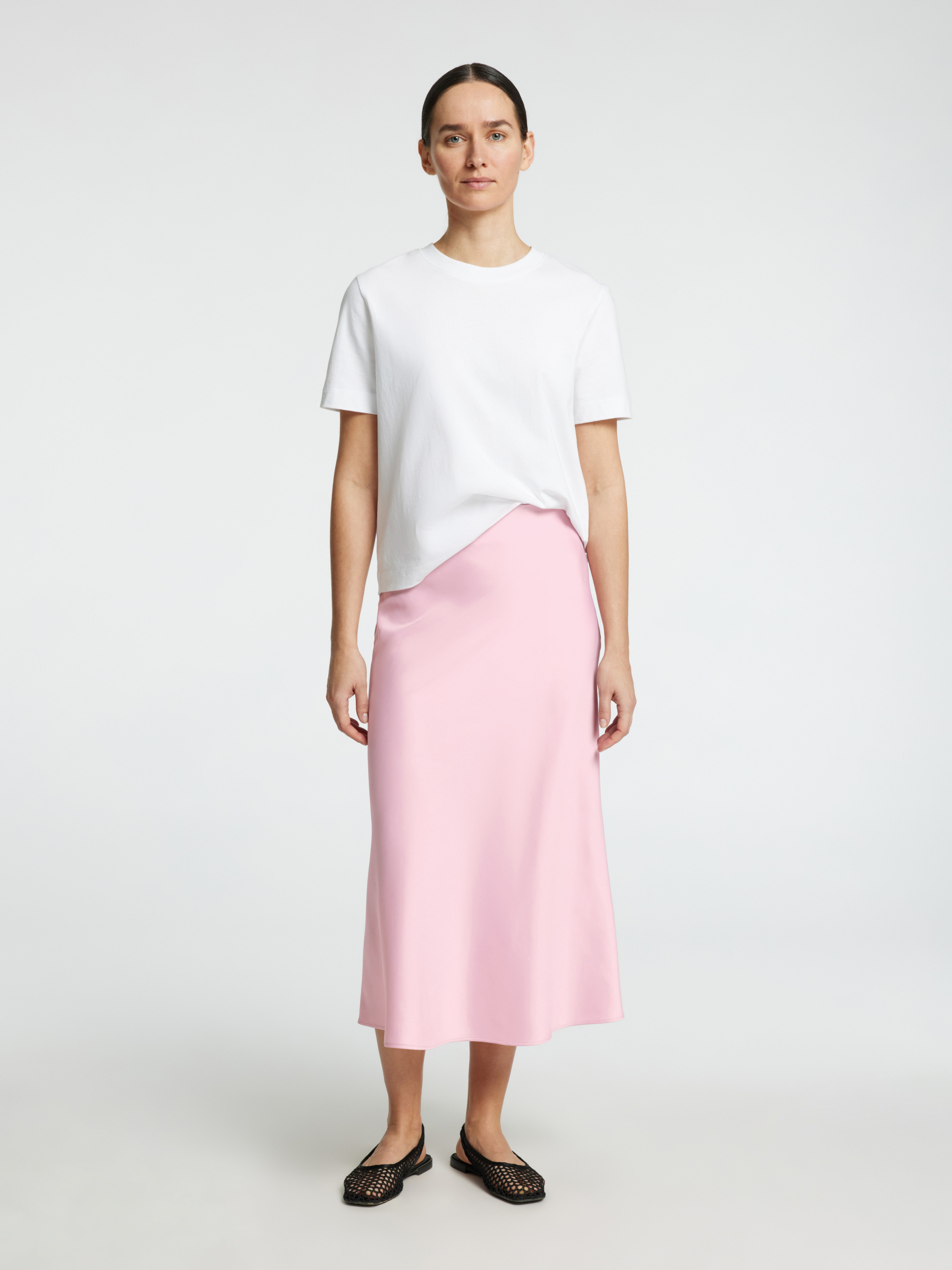 Lena High Waist Midi Skirt Pink | Selected Femme