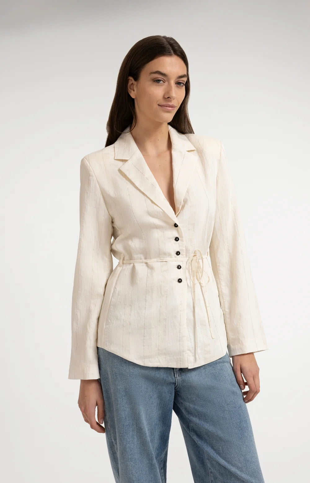 Woven Pinstripe Blazer| Yaya