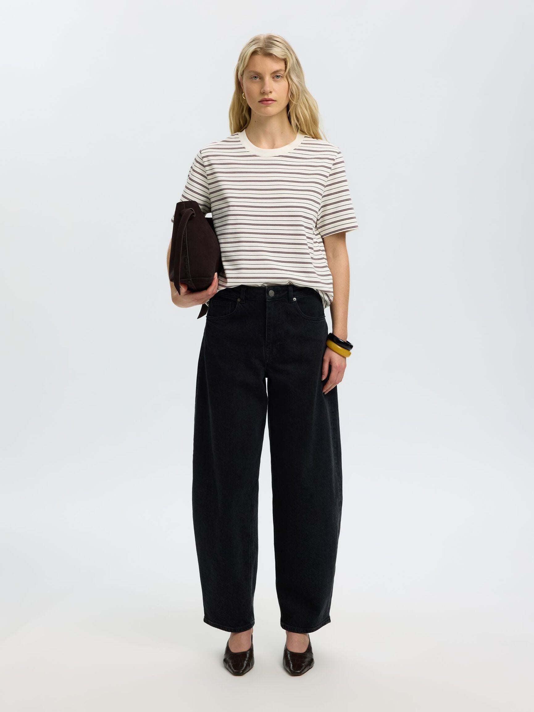 Boxy Tawny Port Stripe Tee|SLF