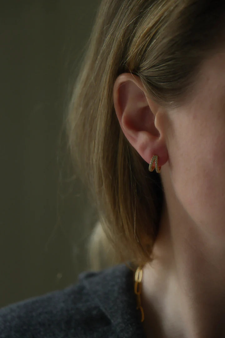 Pave V Huggie Earrings | Mary K