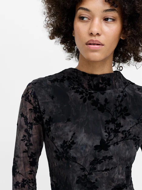 Kenny Mesh Velvet Top | French Connection