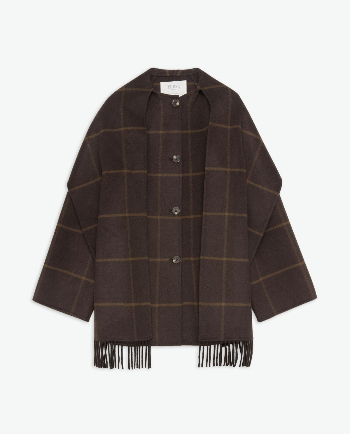 Handmade wool blend brown check coat | Yerse