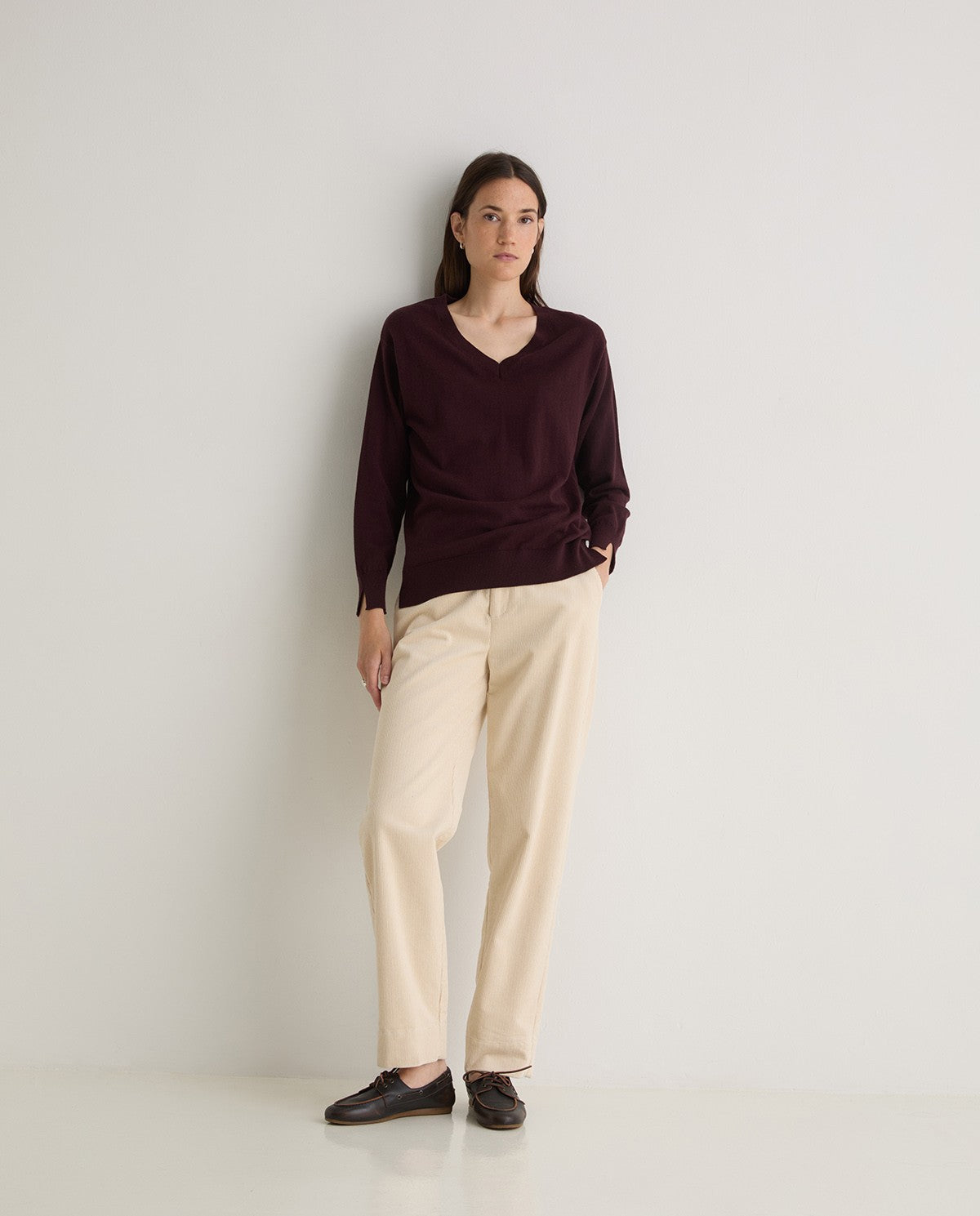 Ecru Cotton Corduroy Trousers | YERSE
