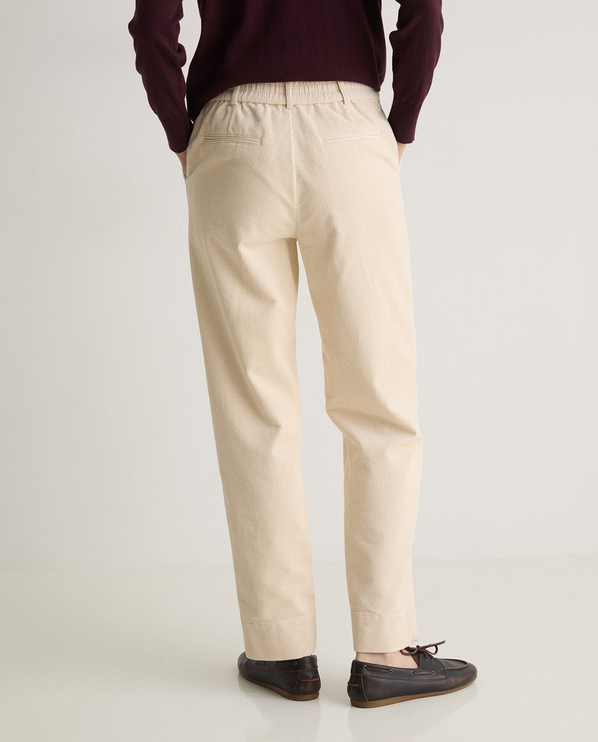 Ecru Cotton Corduroy Trousers | YERSE