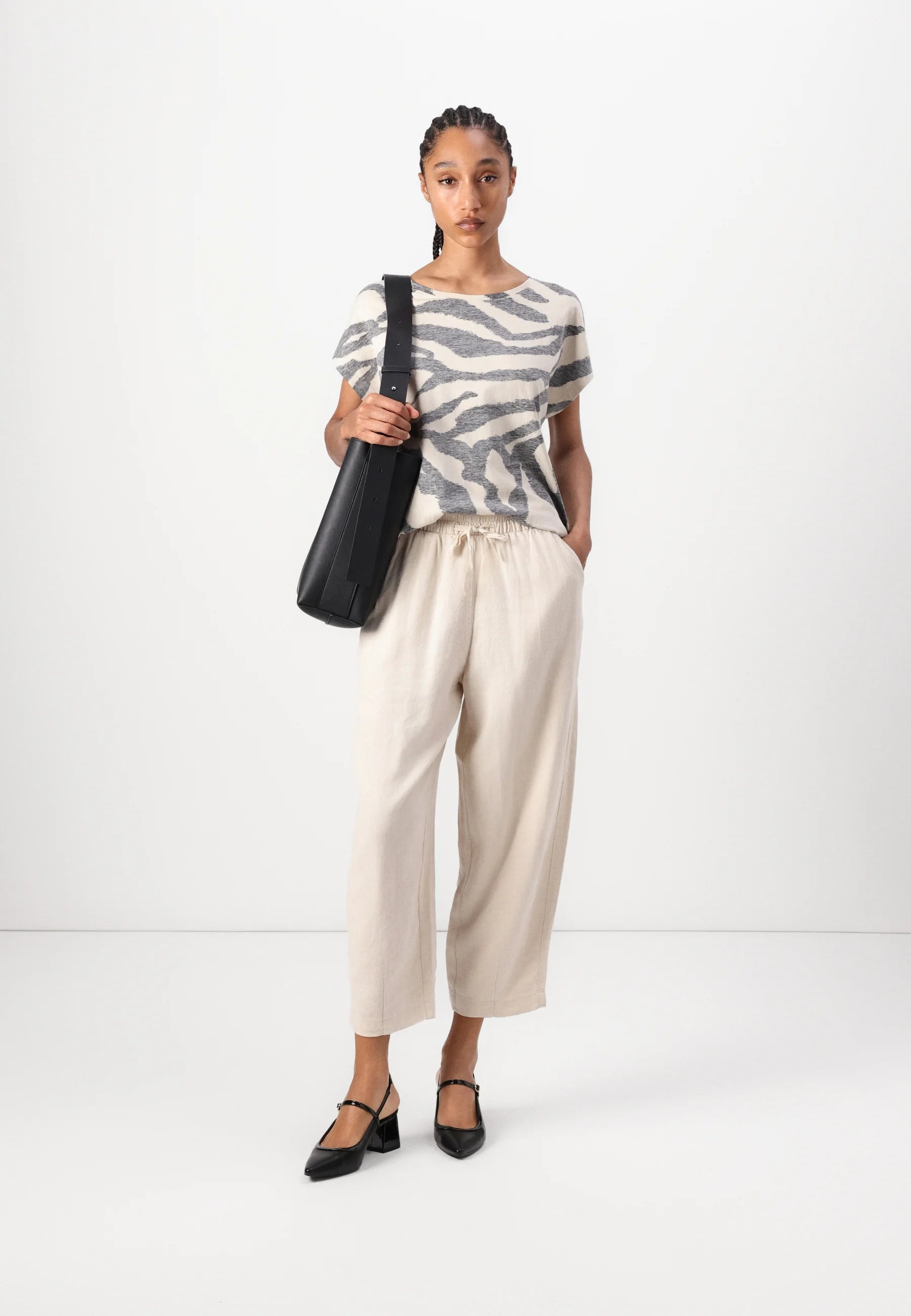Linno ecru barrel trouser | Ichi