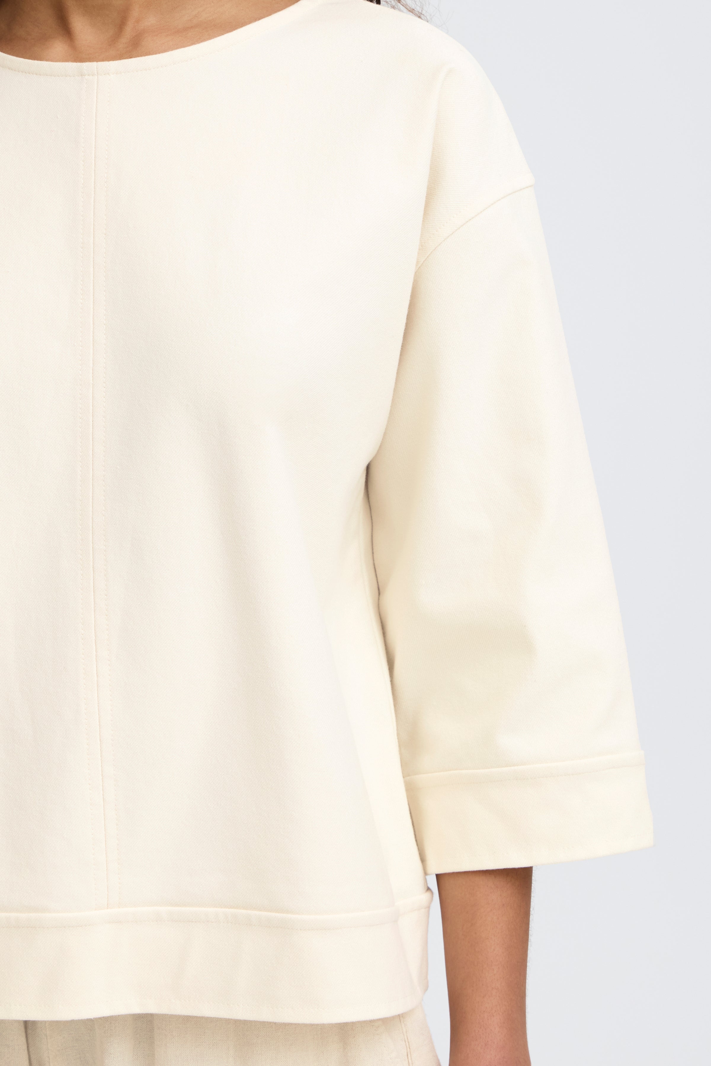 KATE Denim mid sleeve top|ICHI