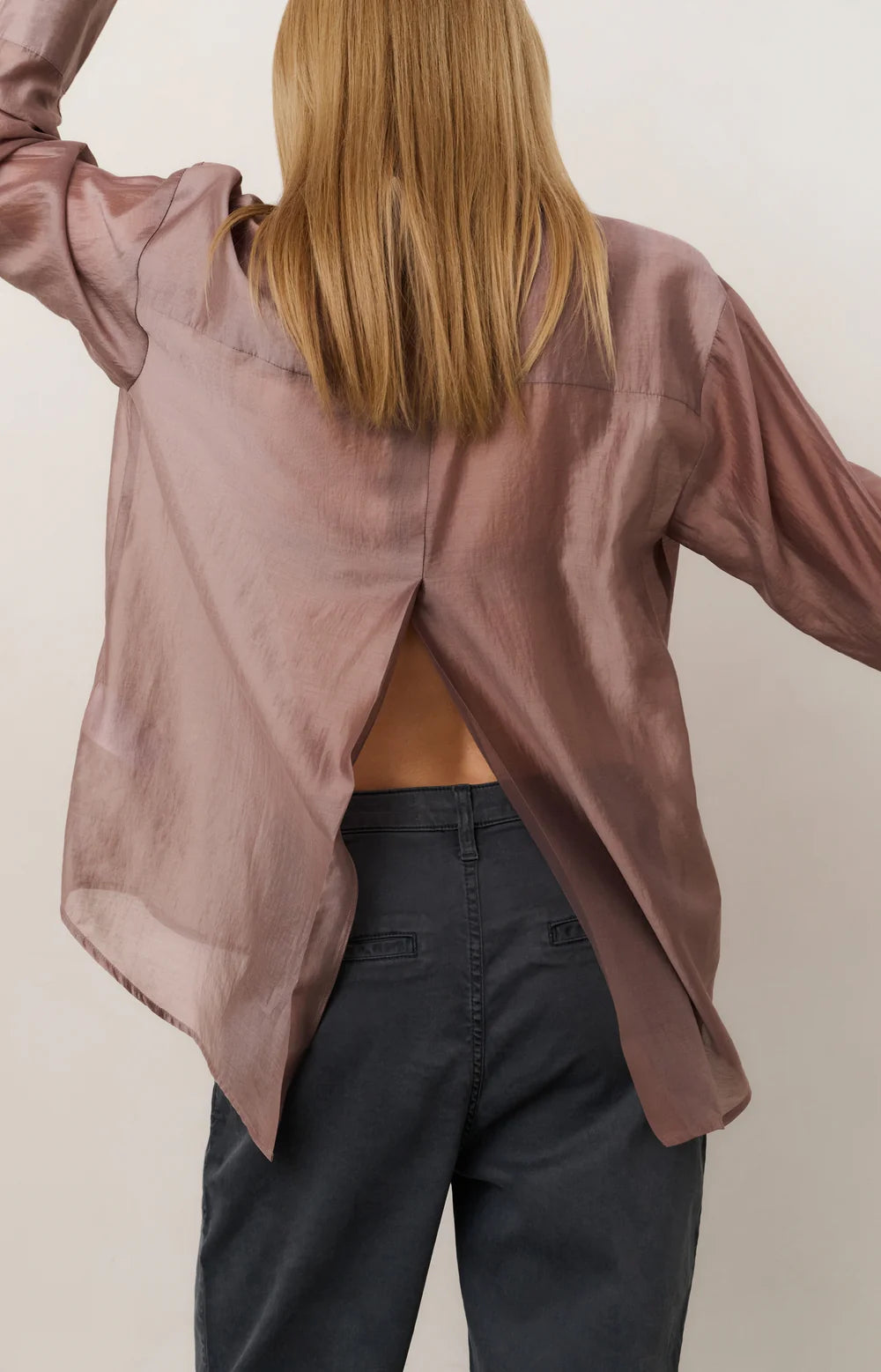 Sheer blouse with refined back detail | YAYA