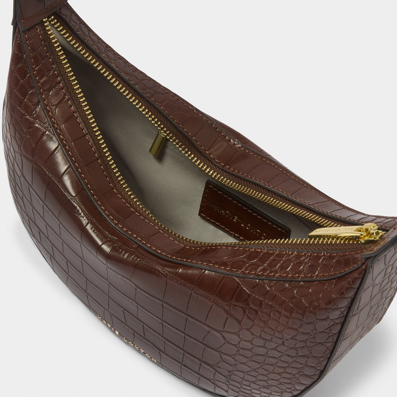 MARNI FAUX CROC SHOULDER BAG -CHOCOLATE