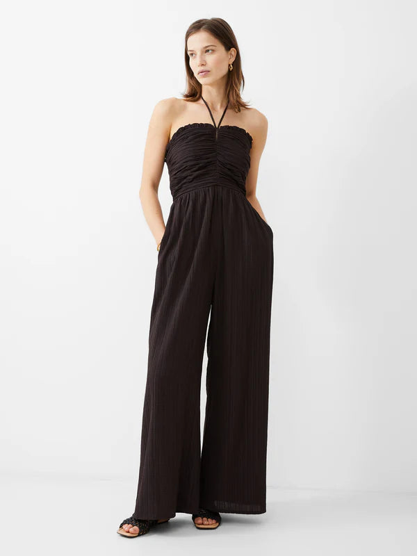 Bonny pleated strappy halterneck jumpsuit| French Connection
