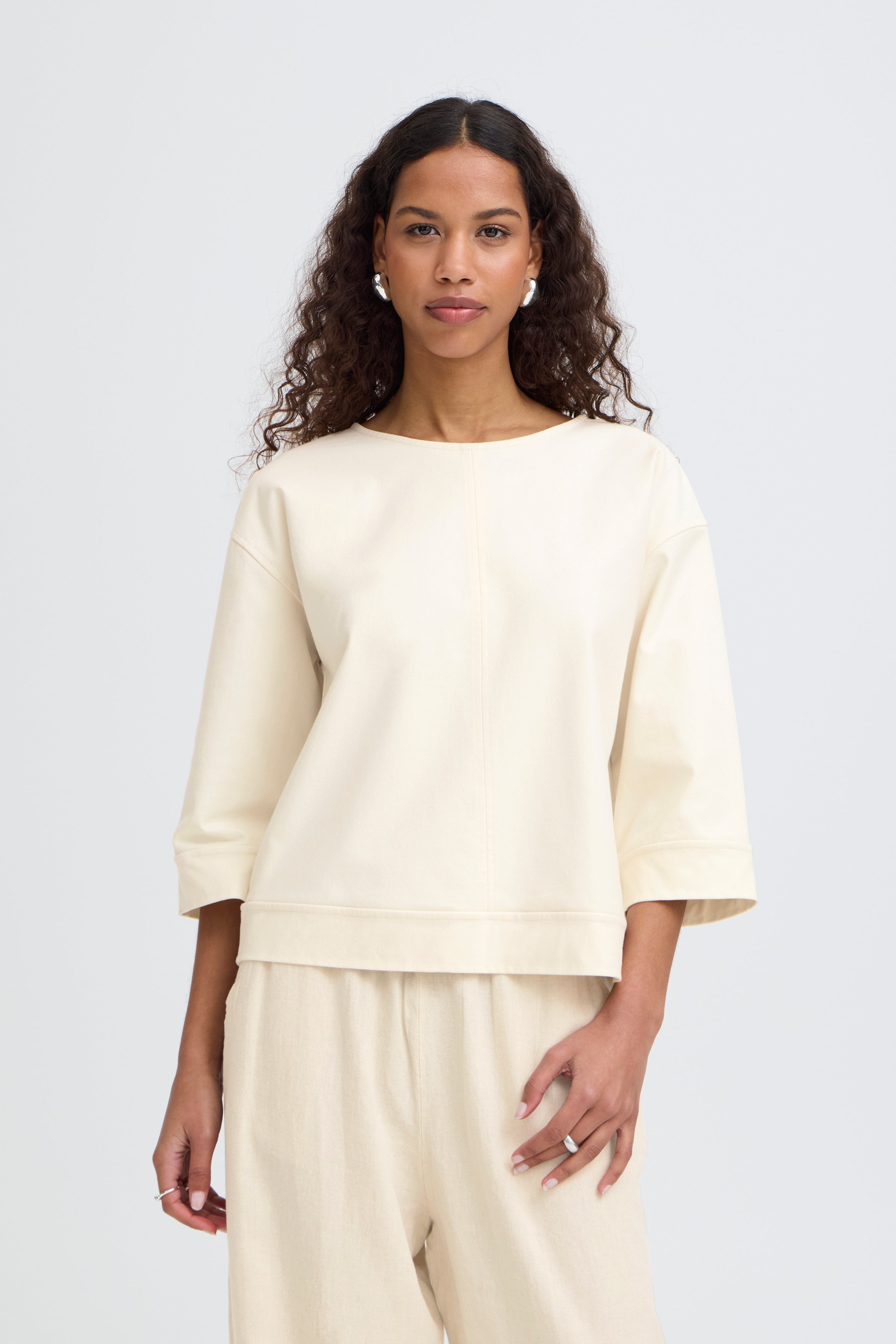 KATE Denim mid sleeve top|ICHI