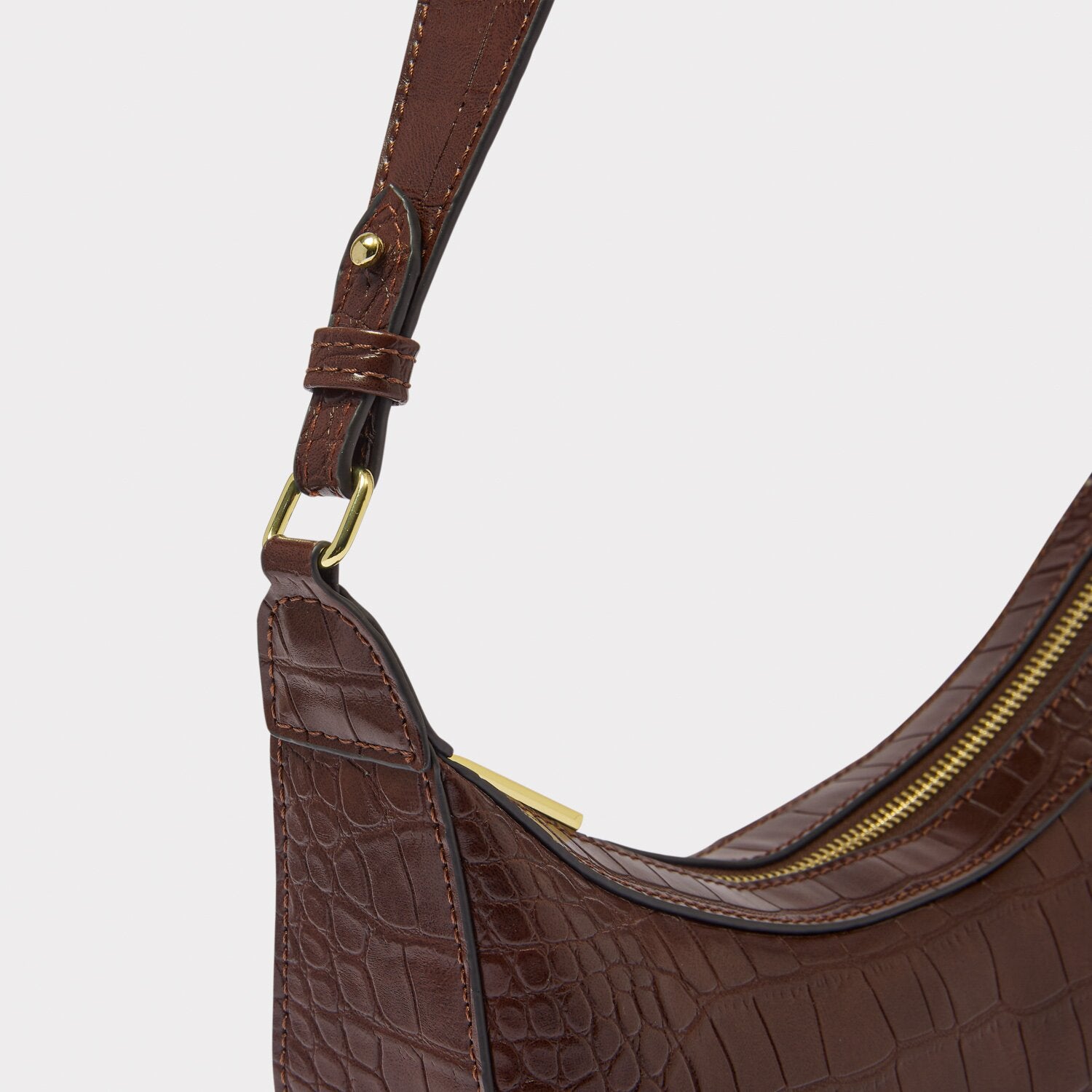 MARNI FAUX CROC SHOULDER BAG -CHOCOLATE
