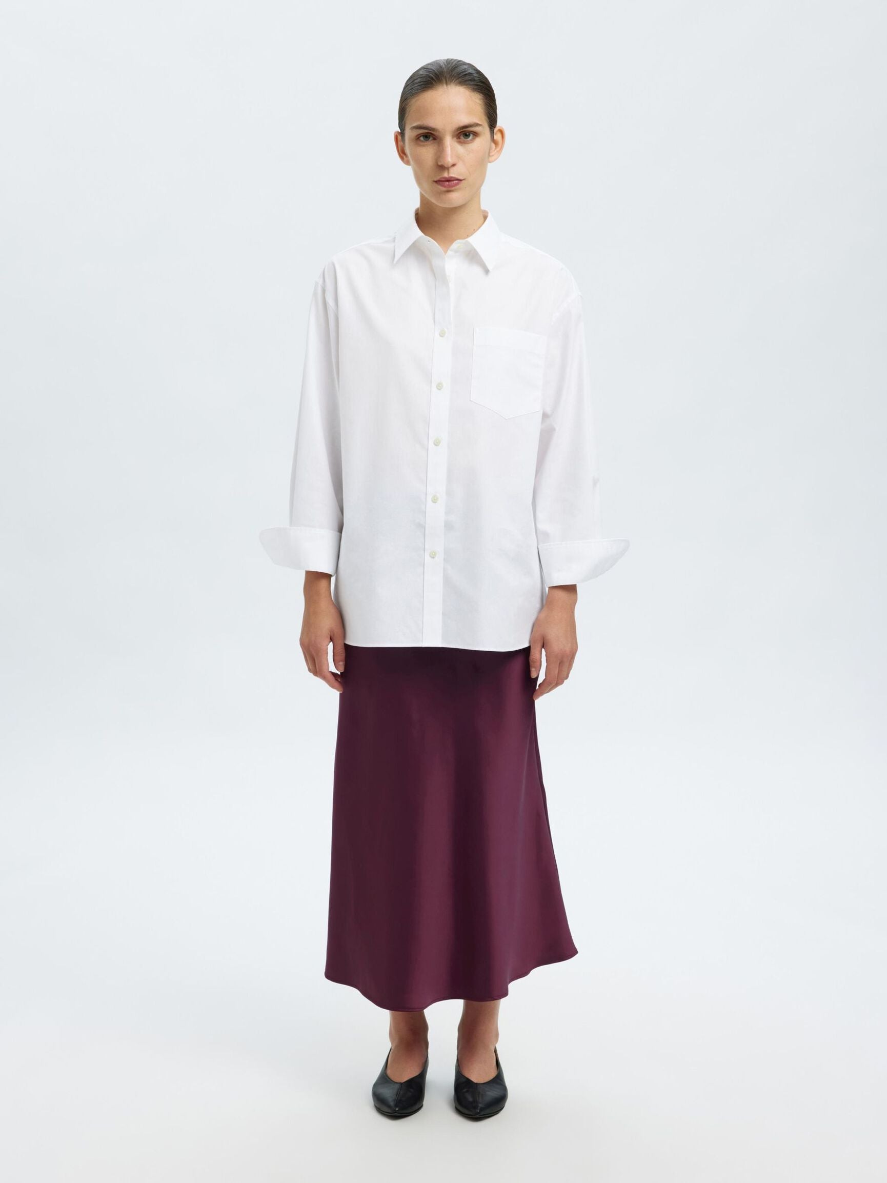 Satin midi Skirt Fig | Selected Femme