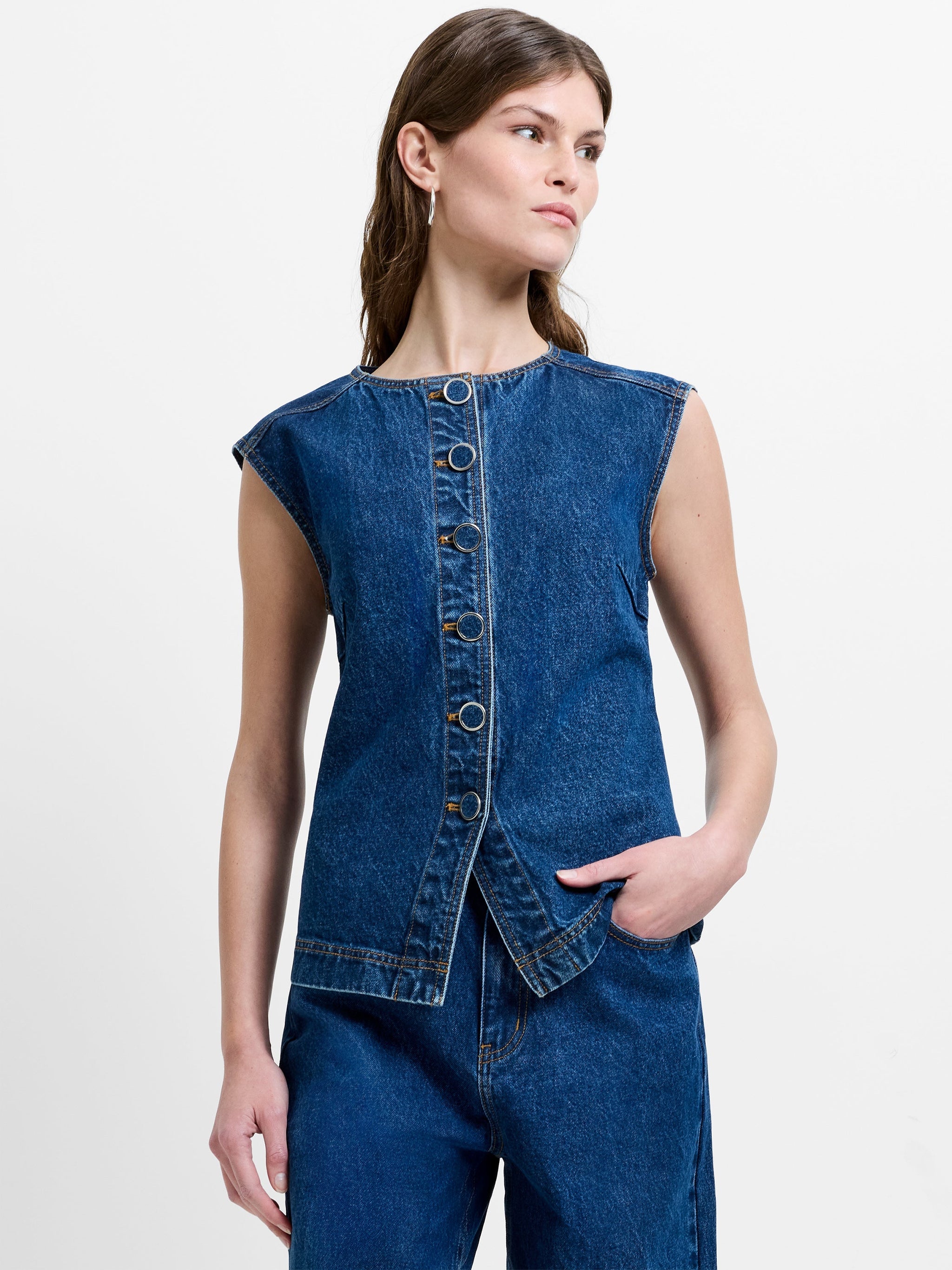 Dallas Denim Waistcoat|French Connection