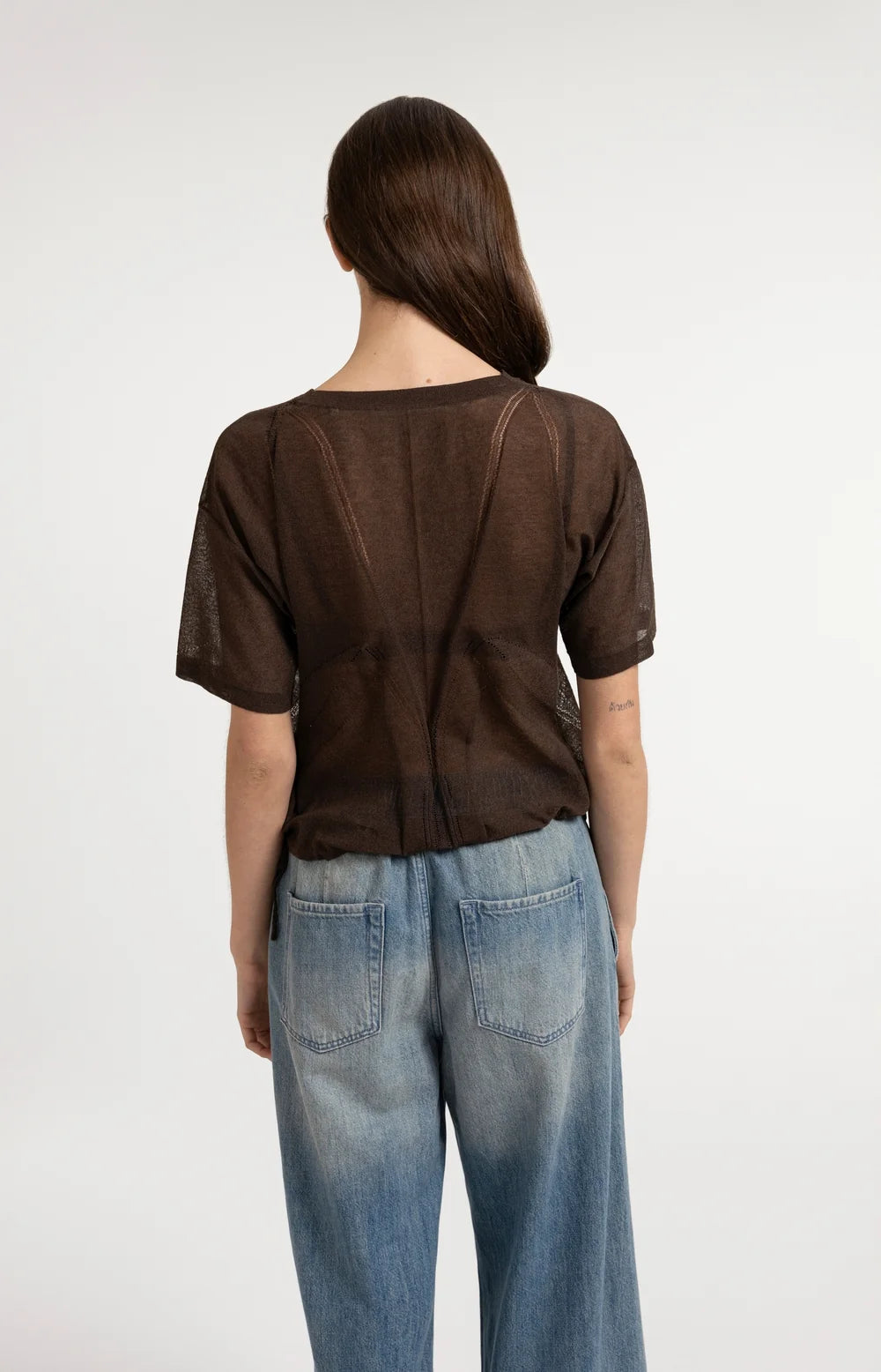 Brown short sleeve sweater | Yaya