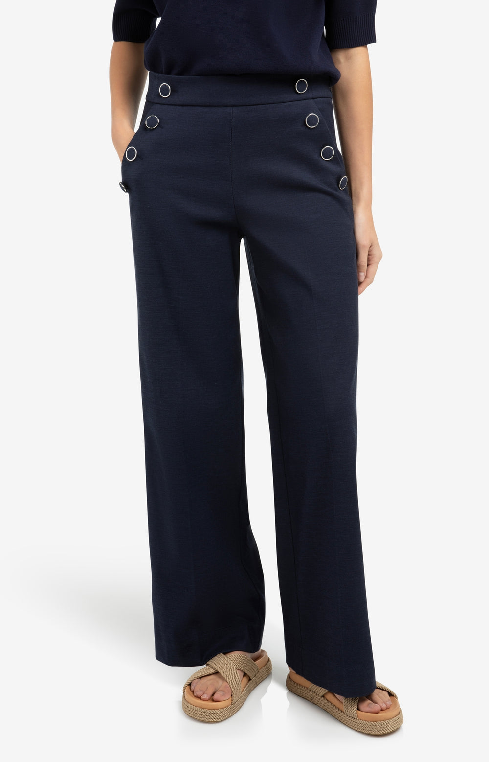 High waist Navy pants|YAYA