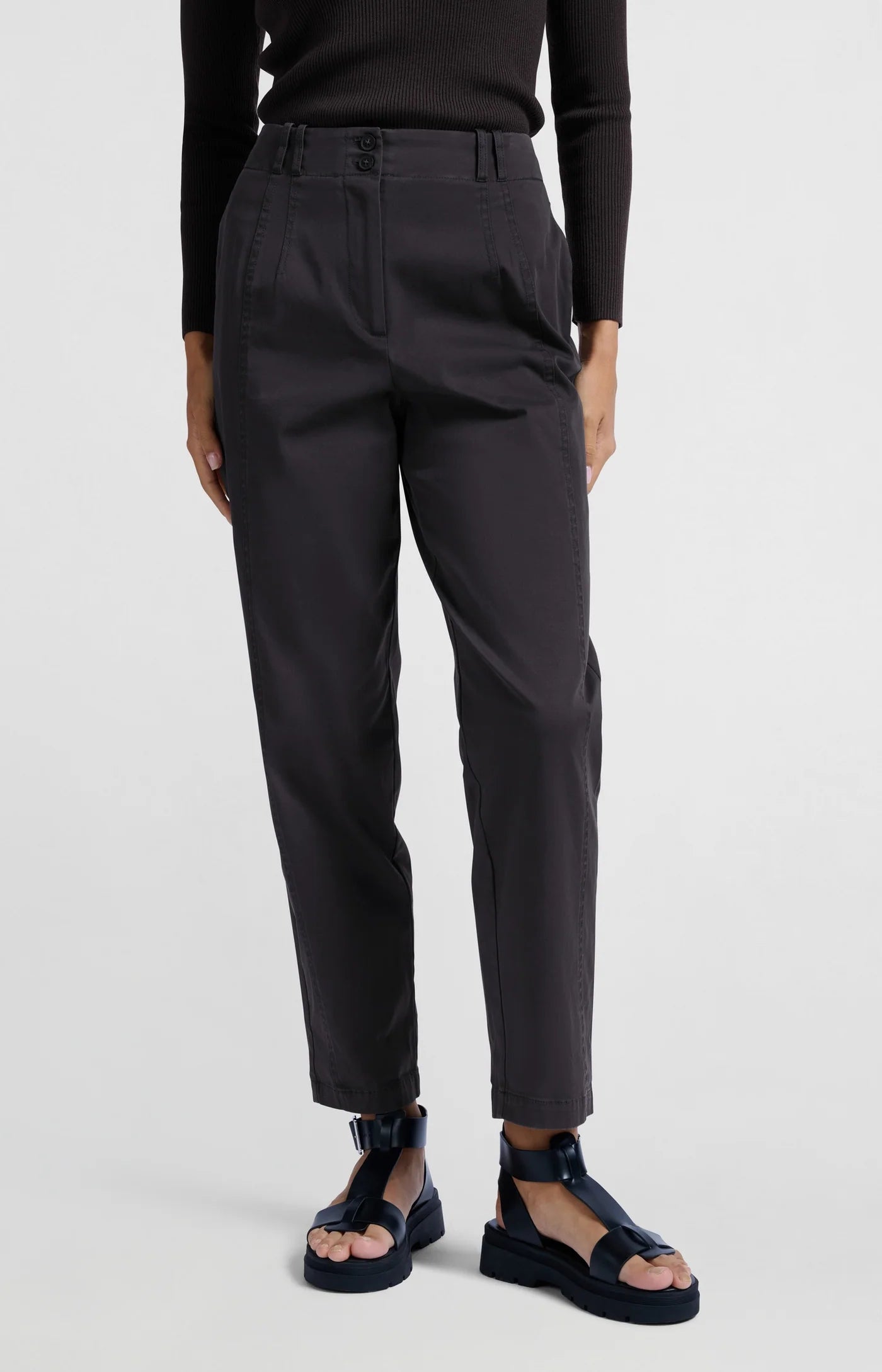 Cotton woven high waist trousers | Yaya