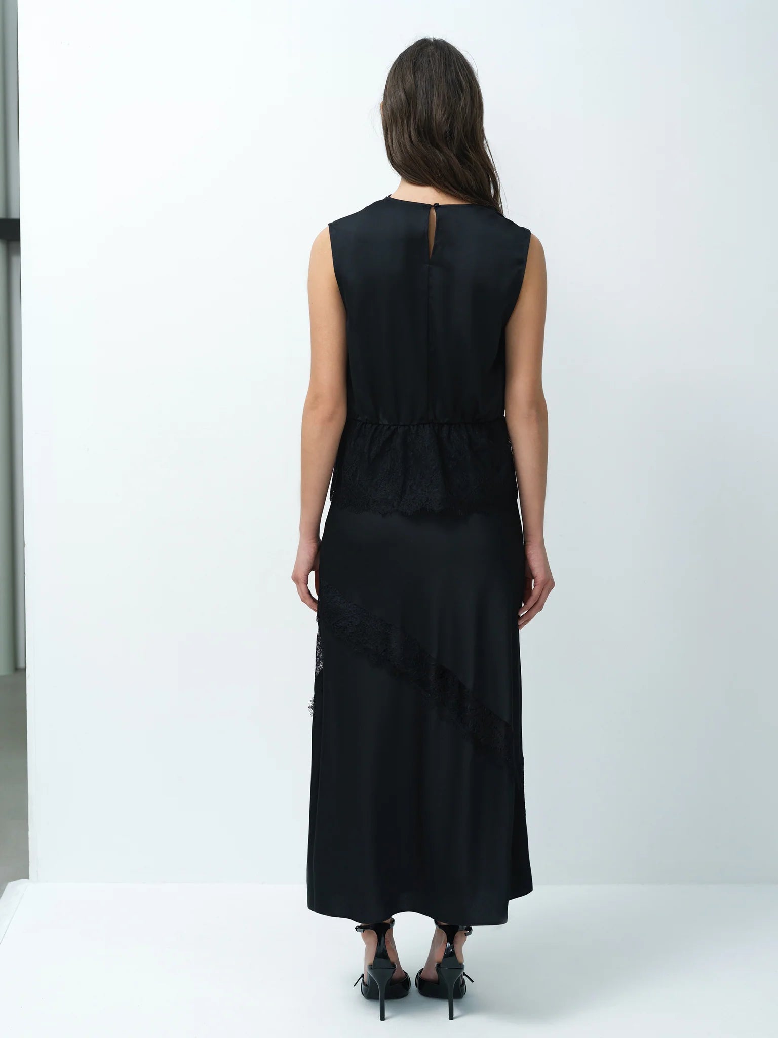 Dahlia Satin Lace Hem Top | French Connection