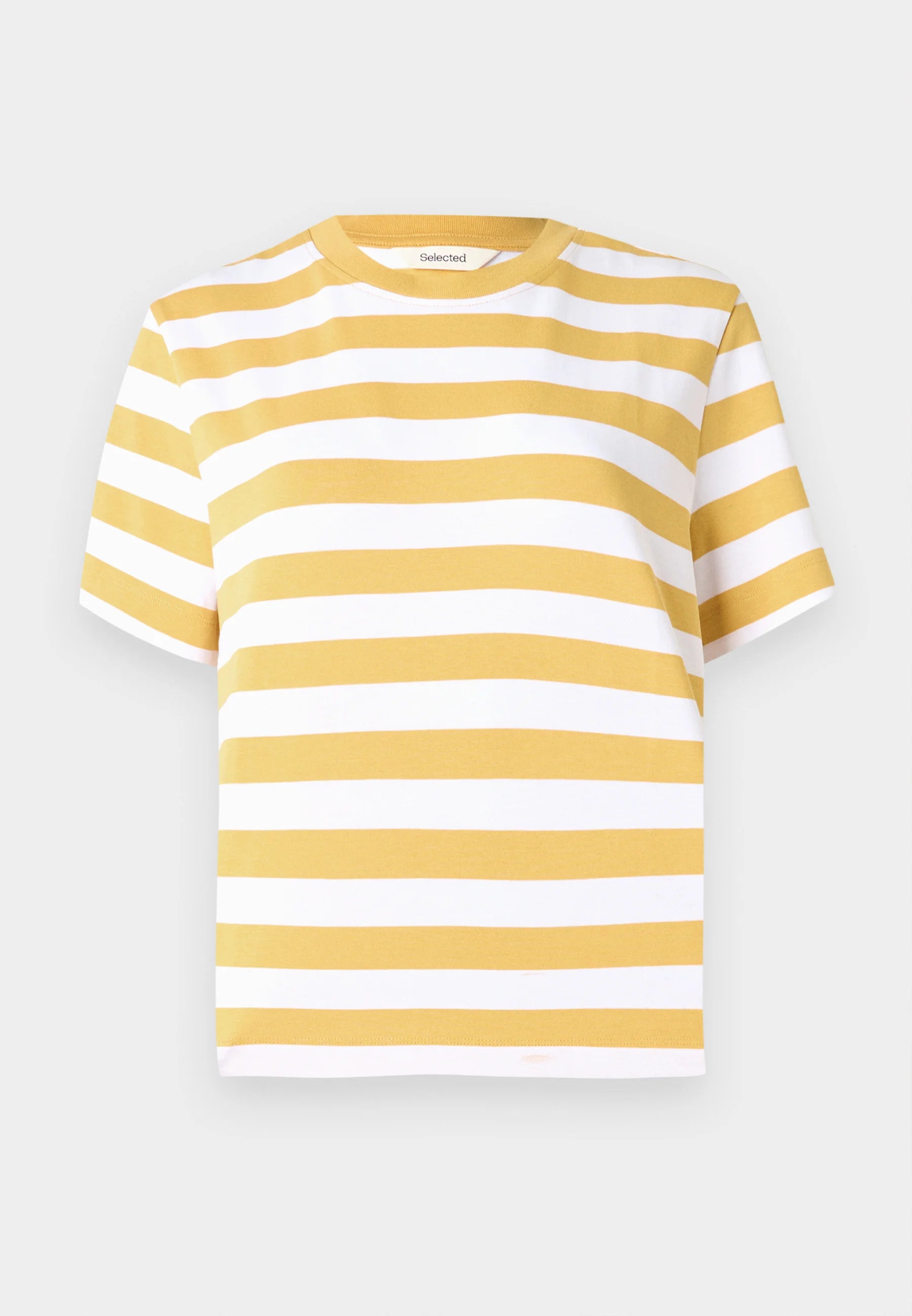 Boxy stripe Tee-Ochre|SLF