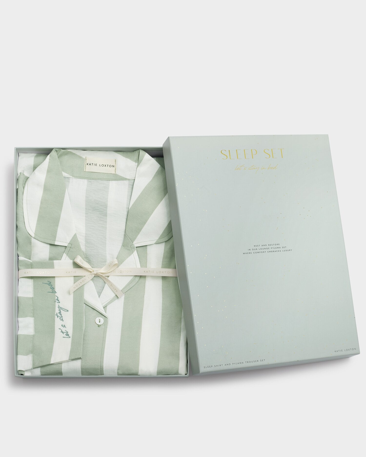 Gift Boxed Pyjama Set Green & White | Katie Loxton