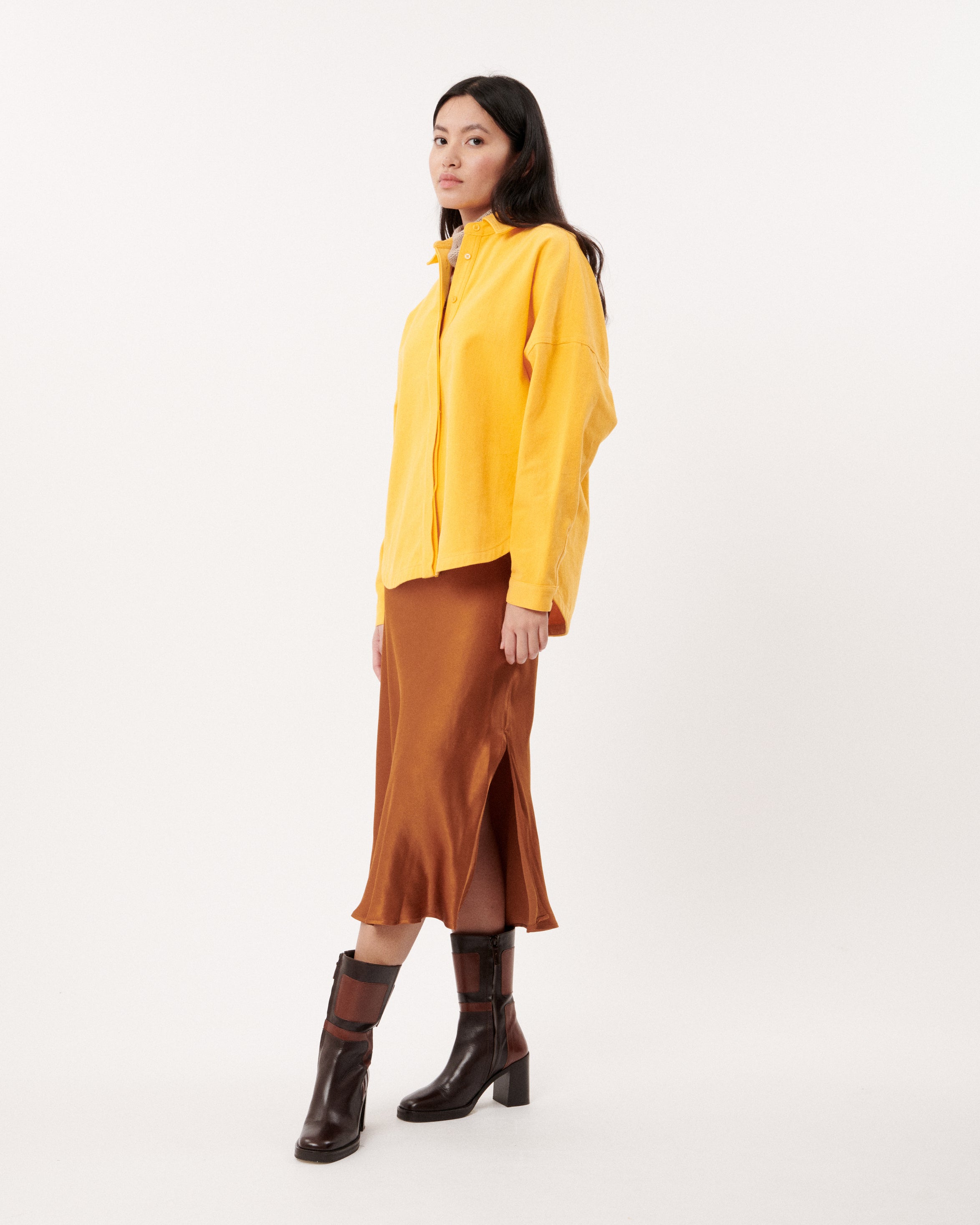 Ocre Satin Skirt | Frnch