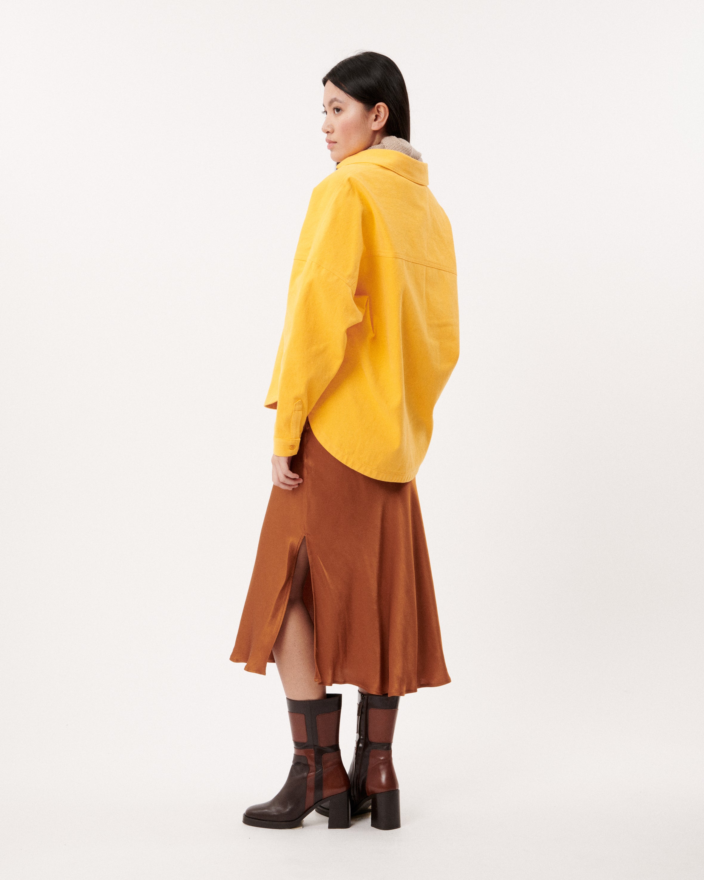 Ocre Satin Skirt | Frnch