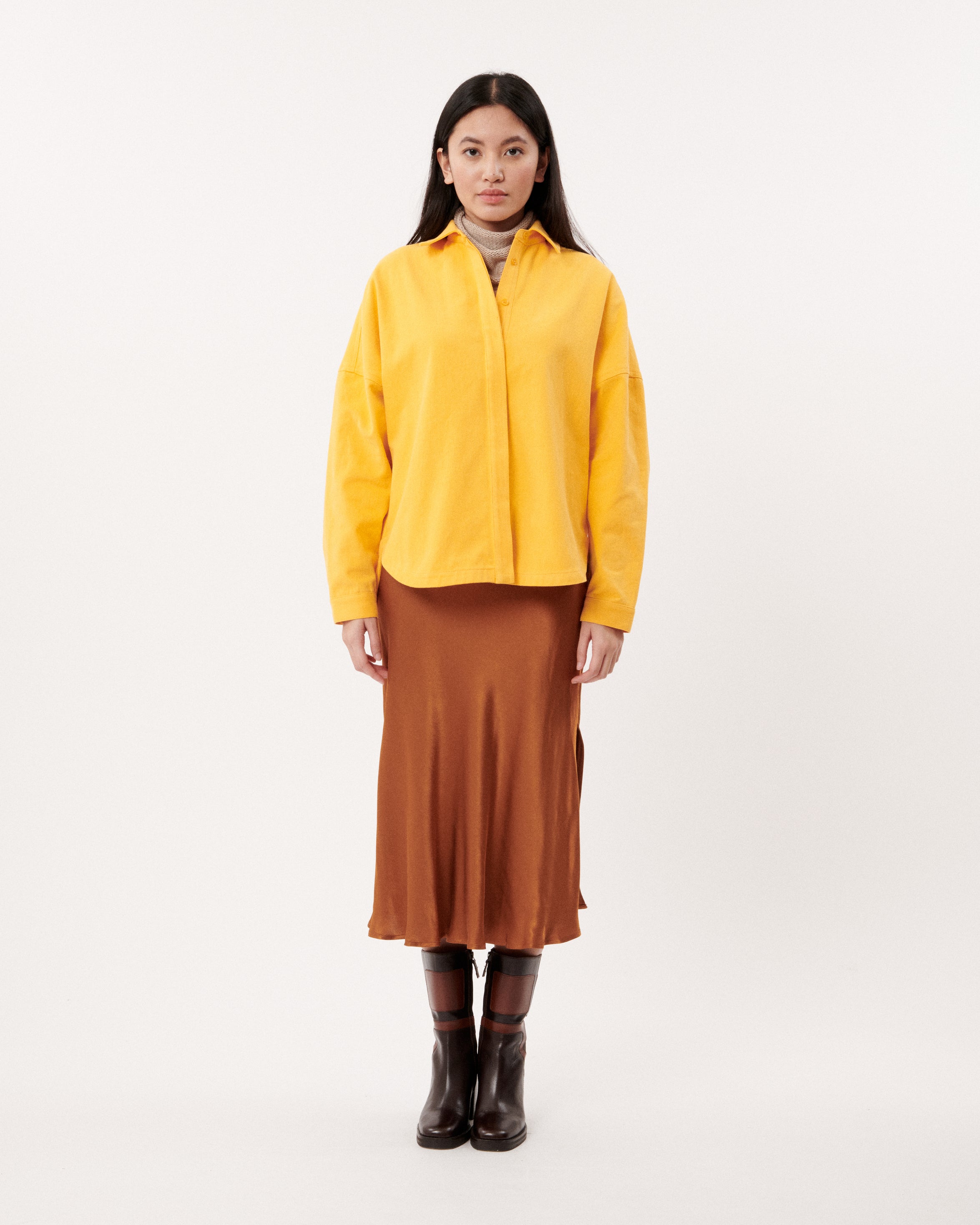 Ocre Satin Skirt | Frnch