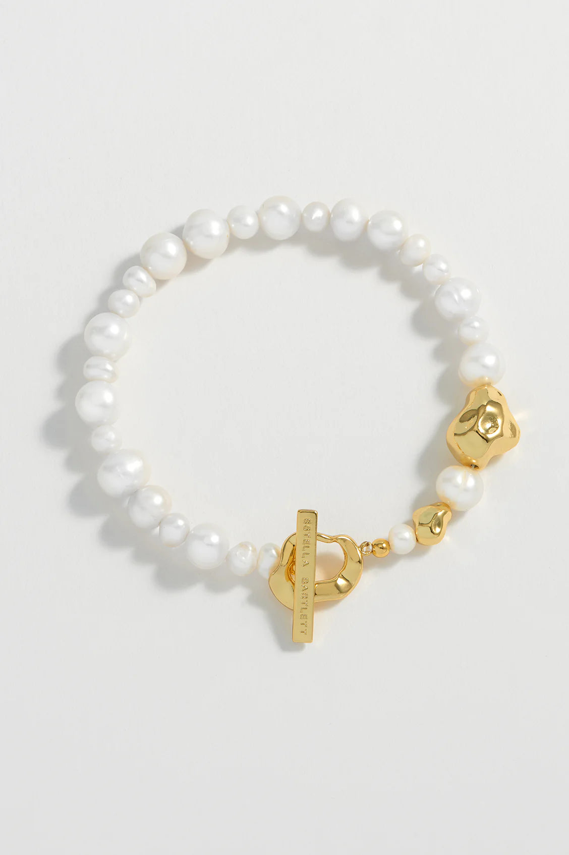 Pearl & Nuggest T-Bar Bracelet| Estella Bartlett