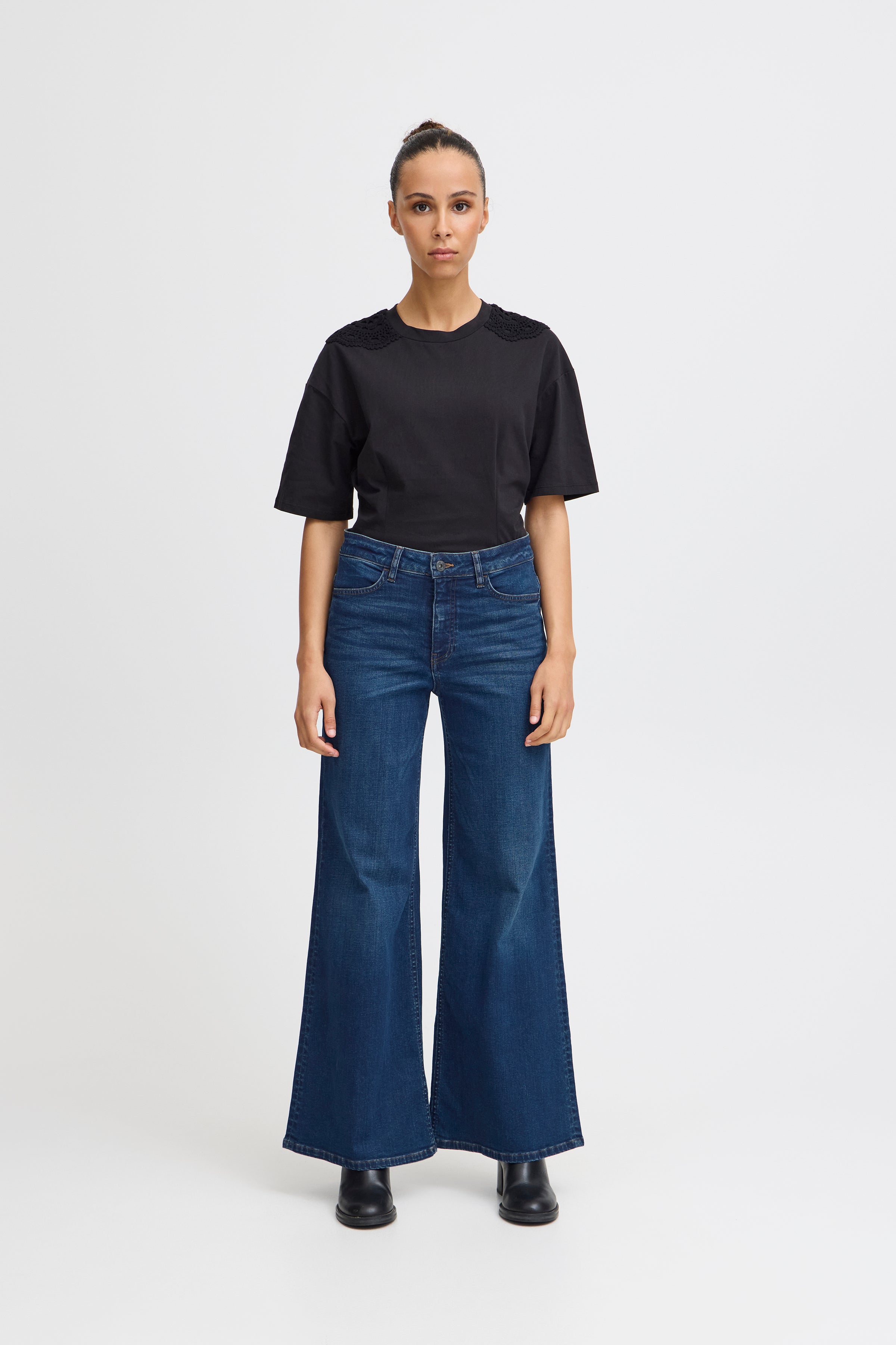Twiggy Wide leg jeans dark blue | Ichi