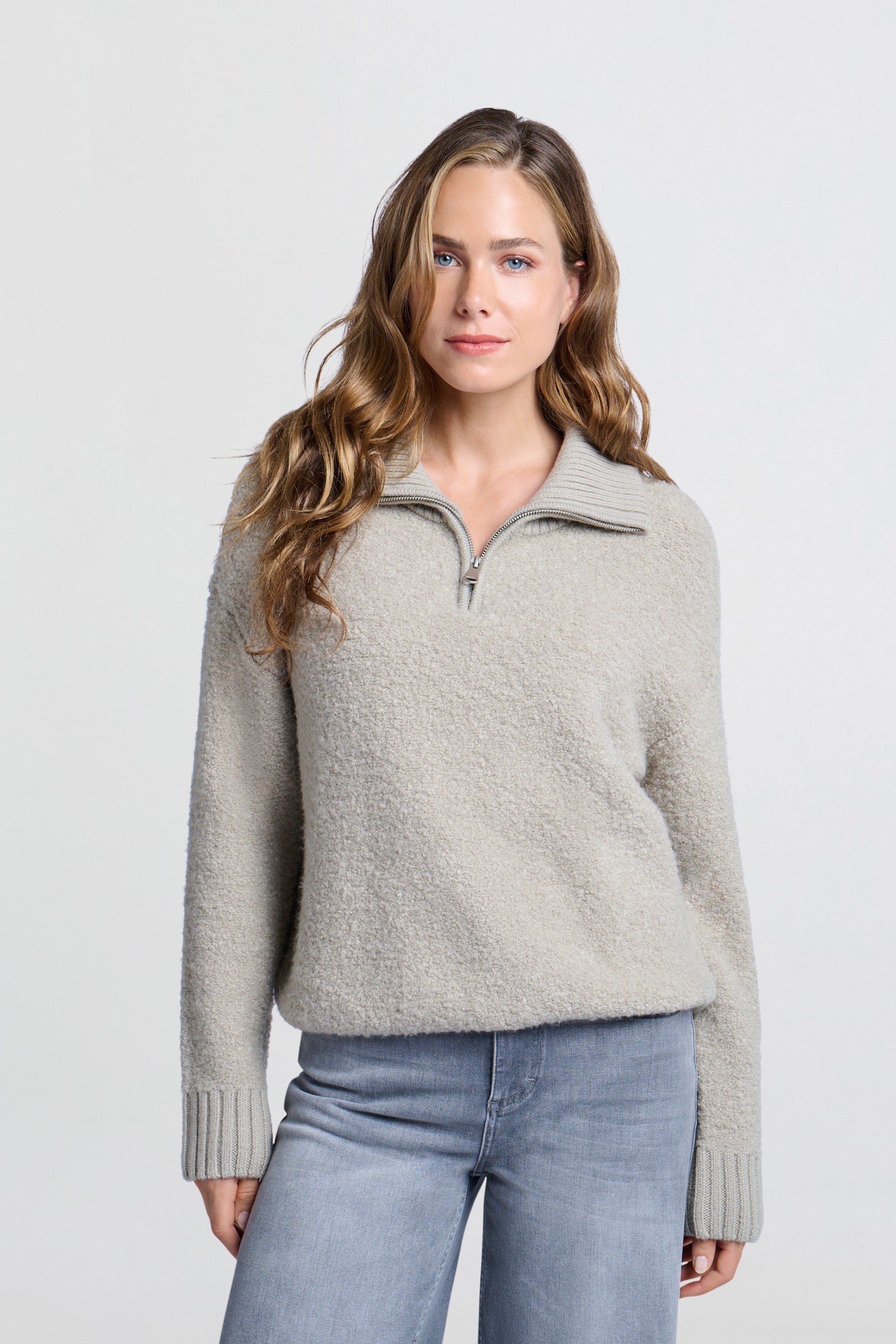 Boucle sweater with rib details | Yaya