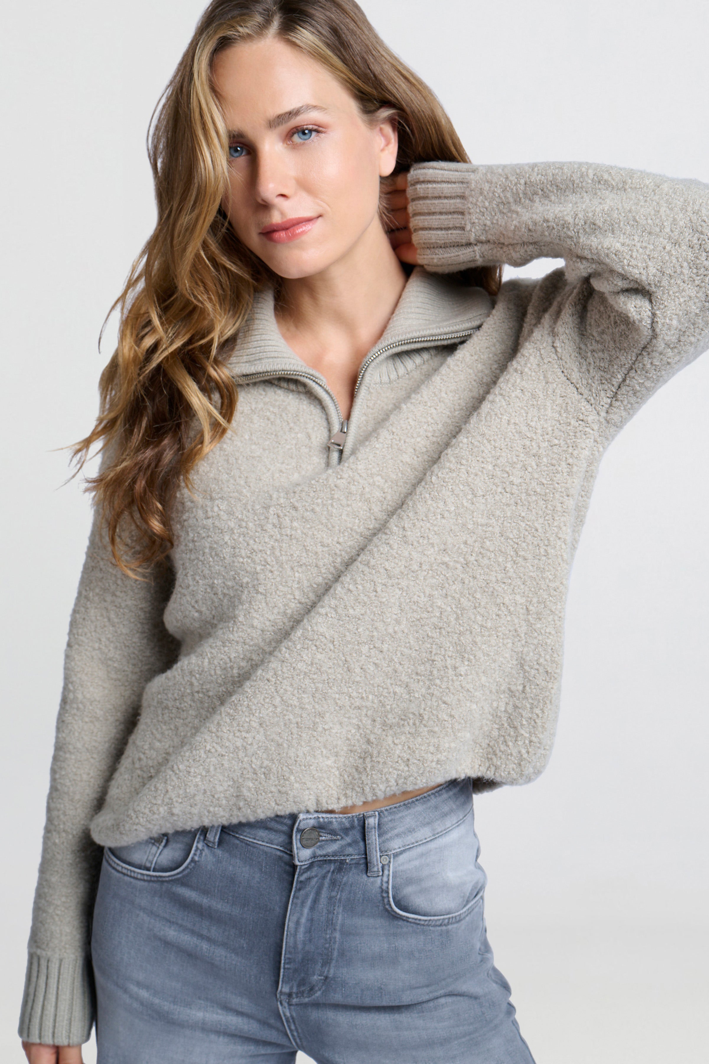 Boucle sweater with rib details | Yaya