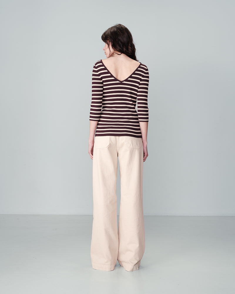 Nathan brown and cream striped top  | Grace & Mila