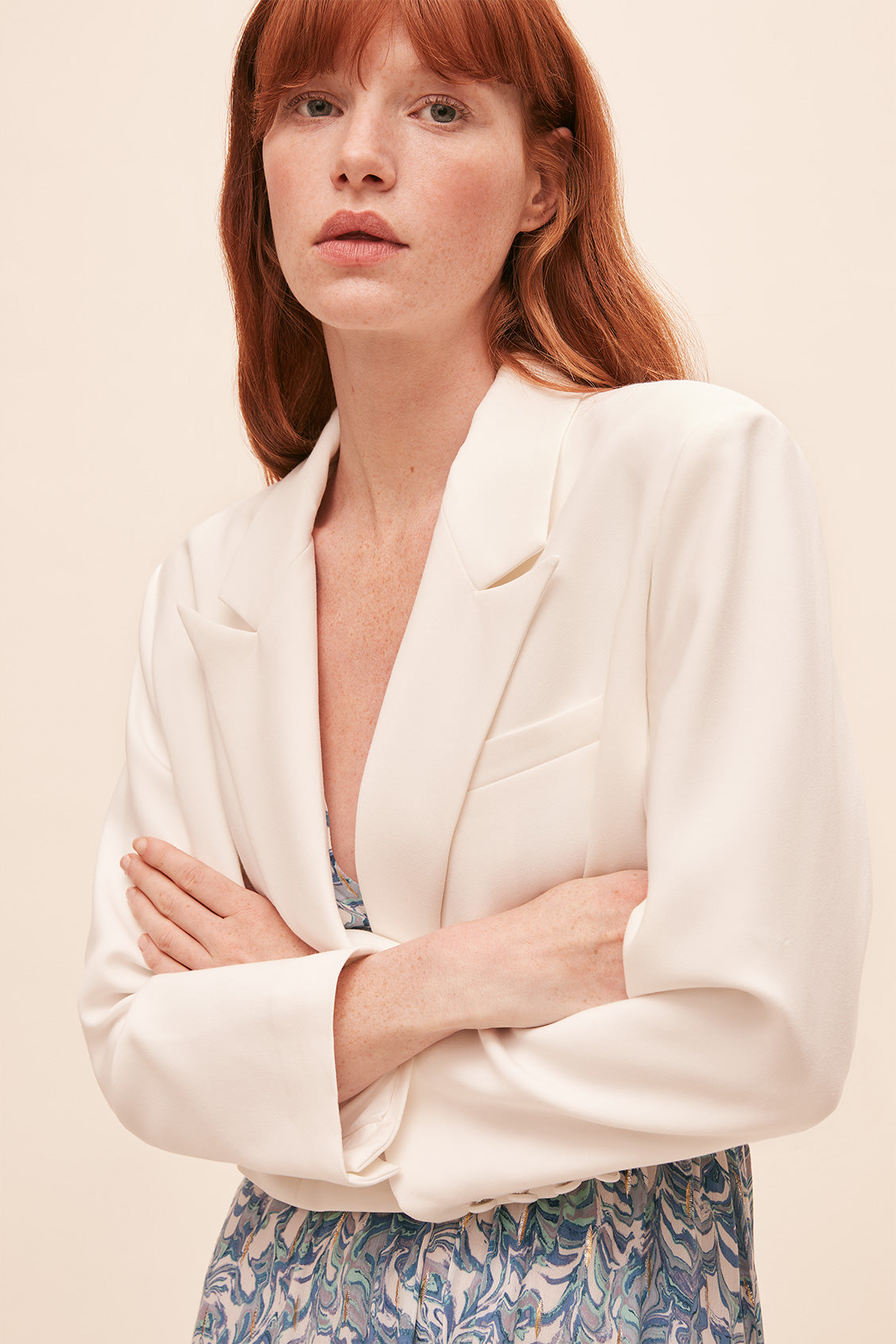 Djack Crop White Blazer | Suncoo