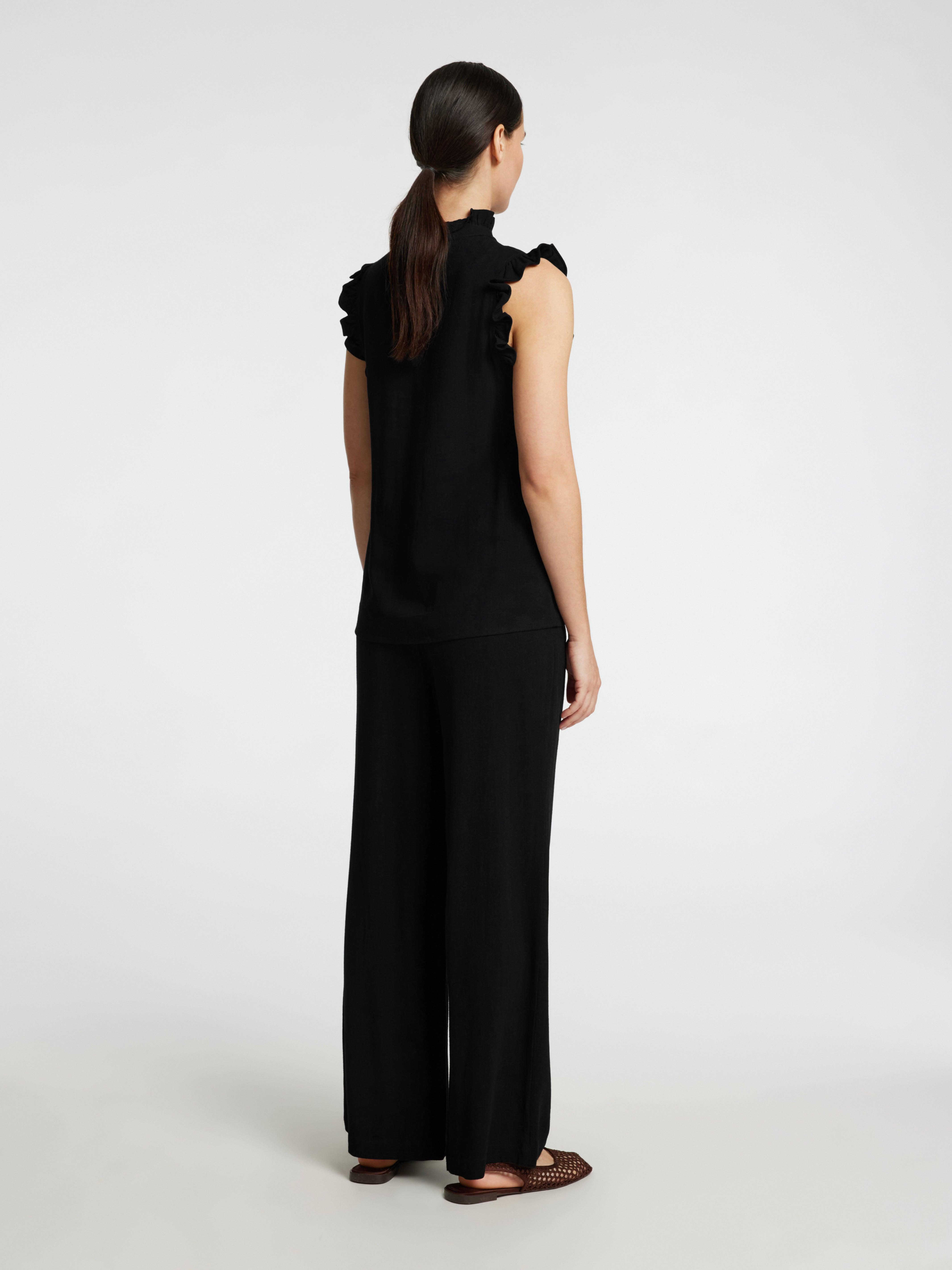 Viva black sun ruffle top | Selected Femme