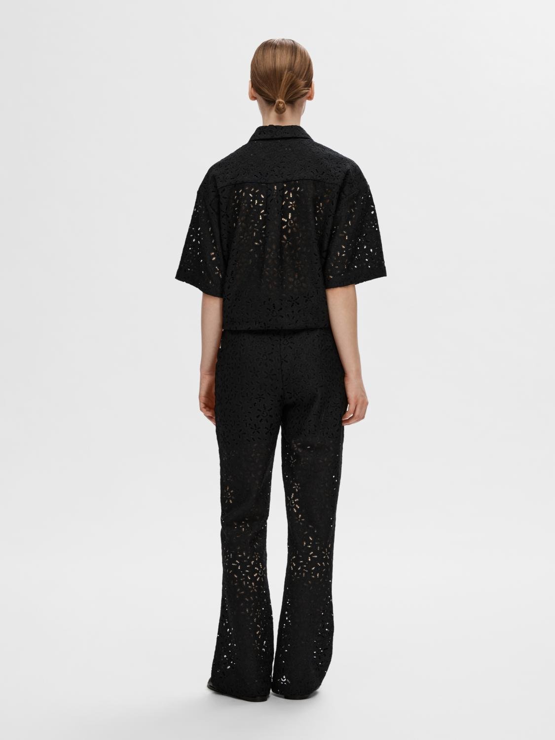 Slfkarola highwaist black lace pants | Selected Femme