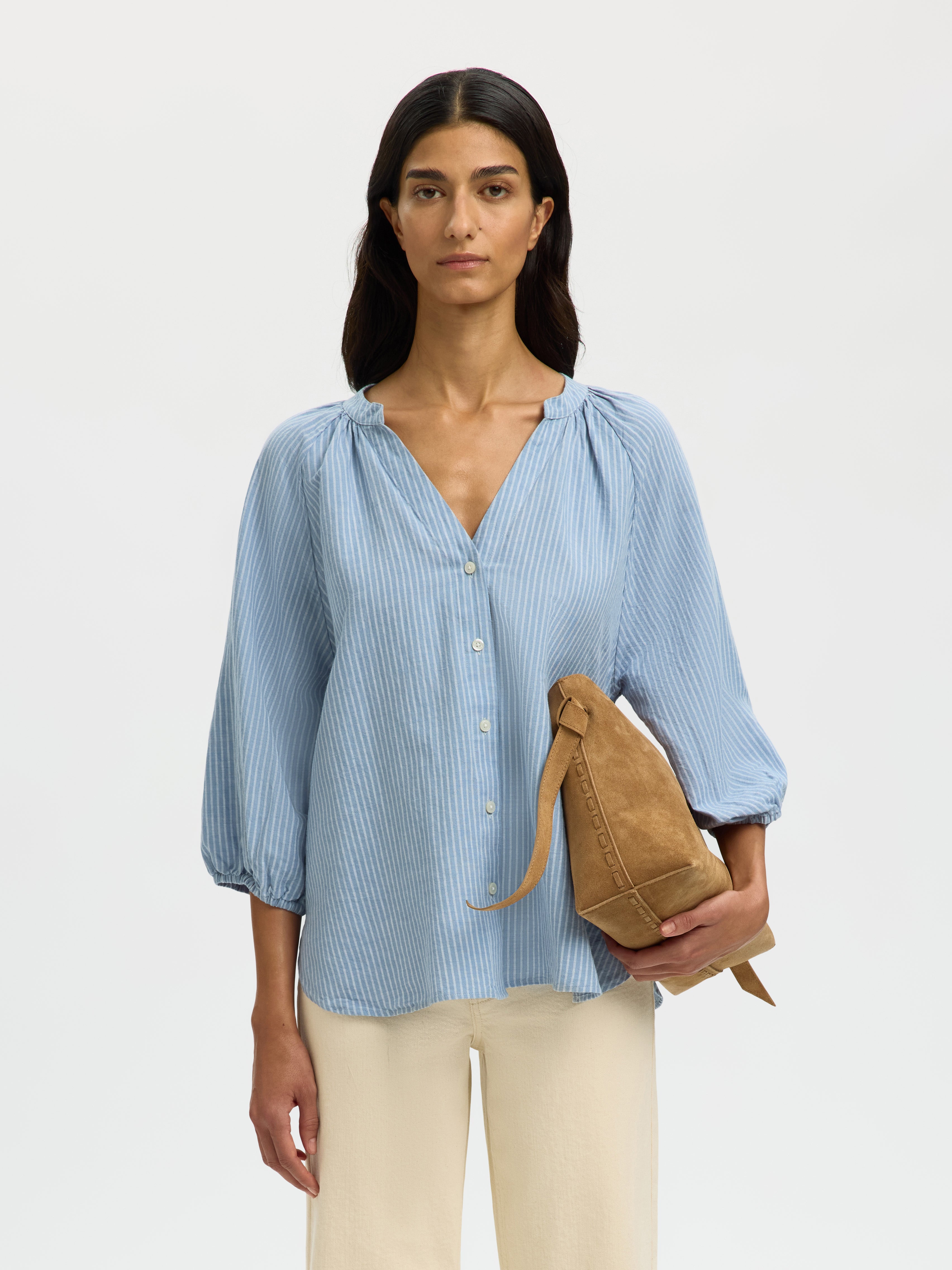 Cleo Alberta Linen-blend shirt |Selected Femme