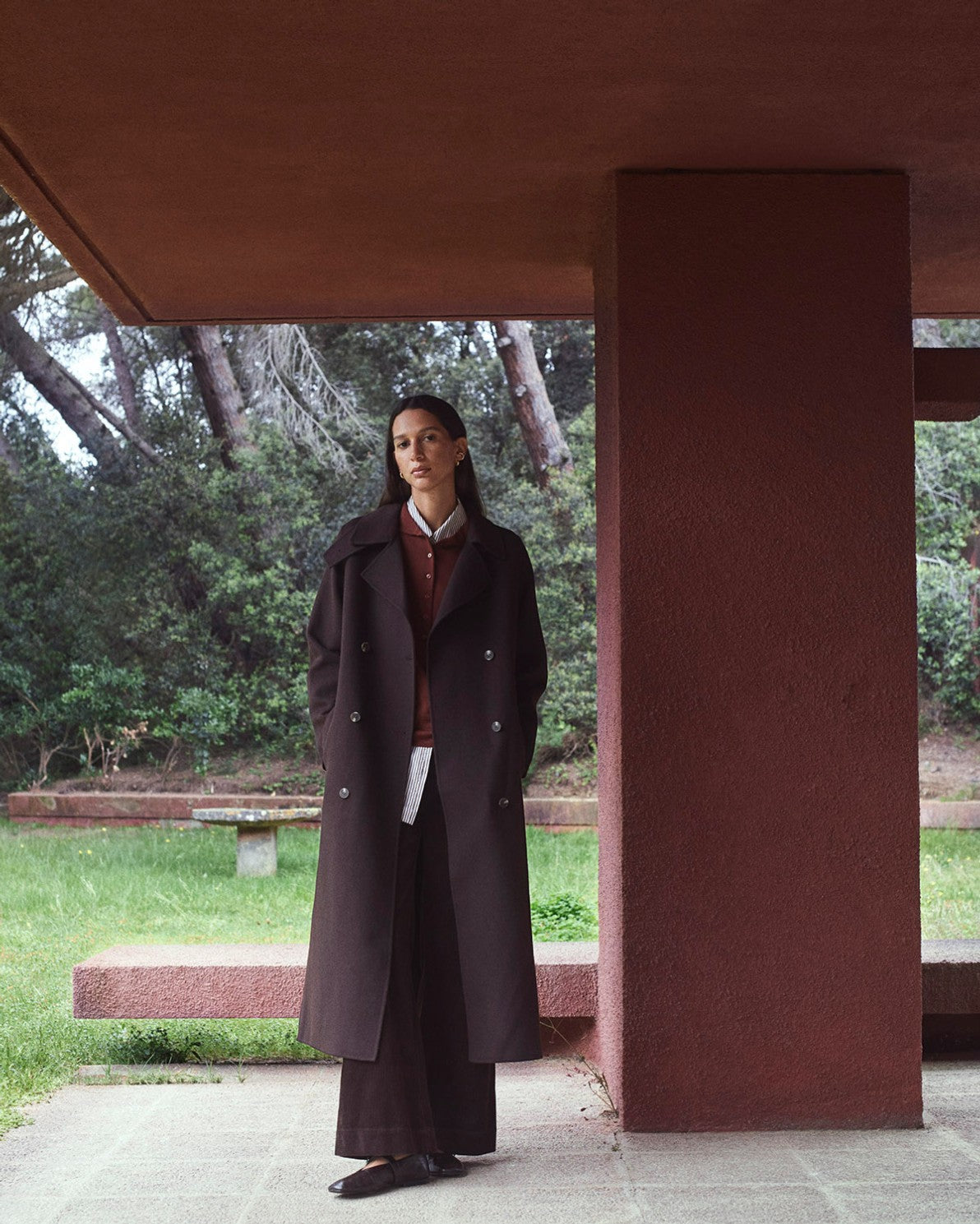 Handmade wool-blend long coat chocolate | Yerse