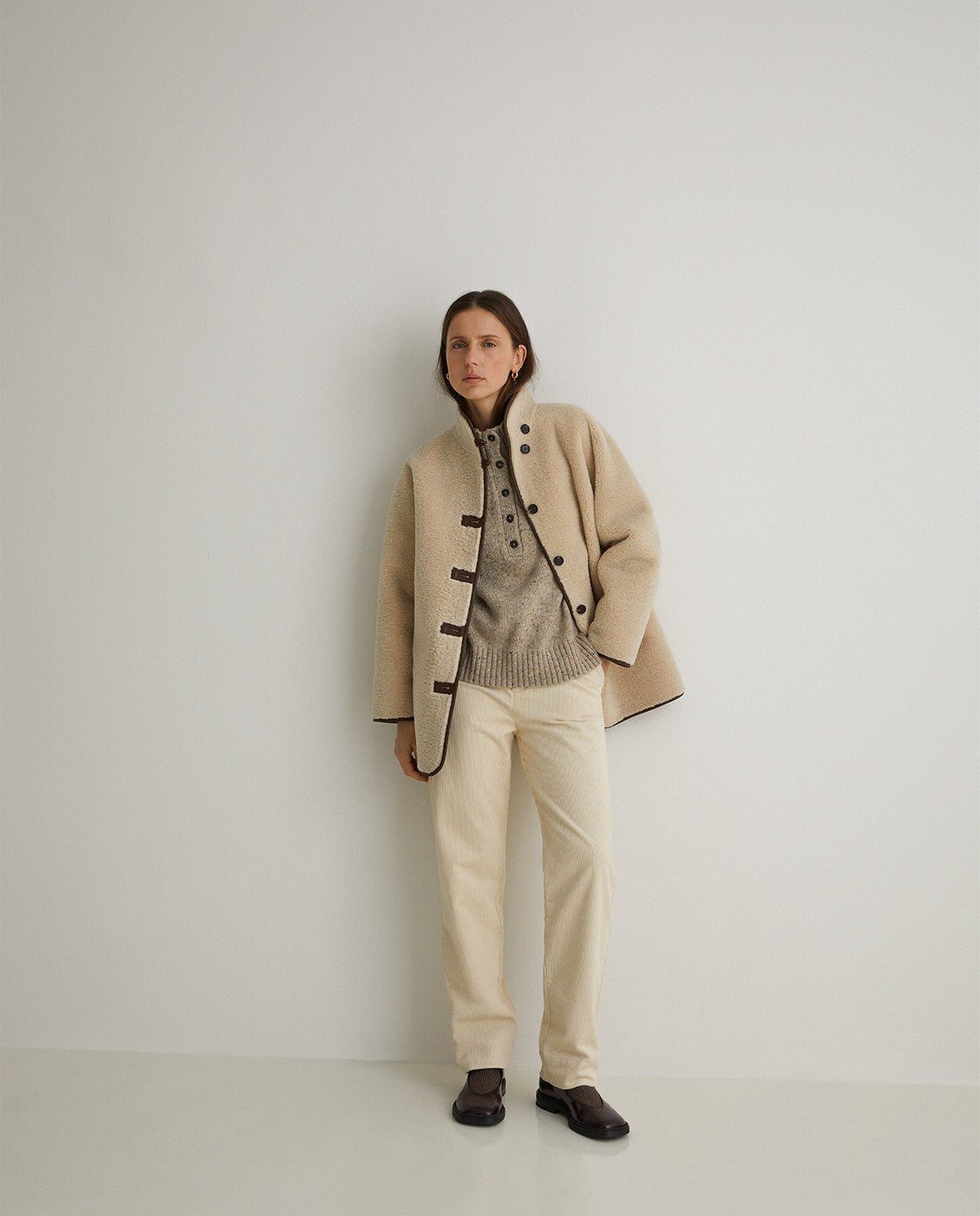 Ecru Cotton Corduroy Trousers | YERSE