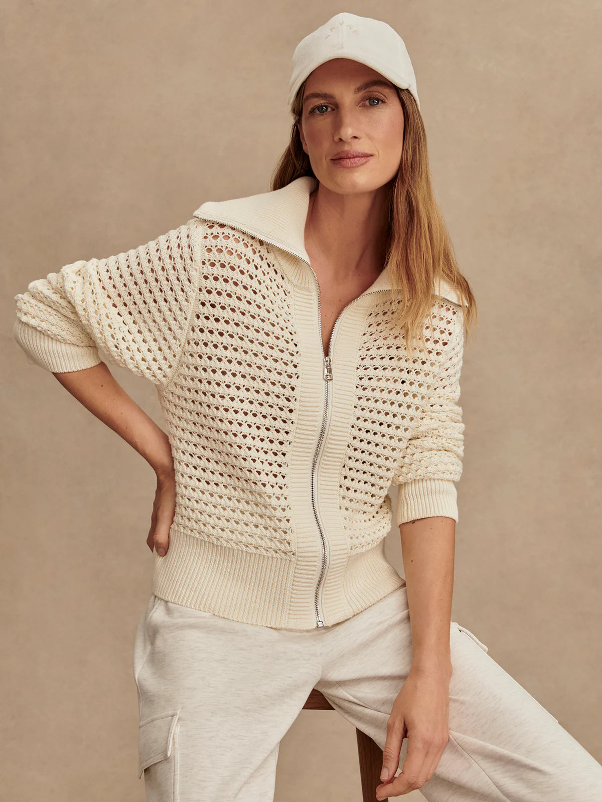Eloise Full Zip Knit |Egret