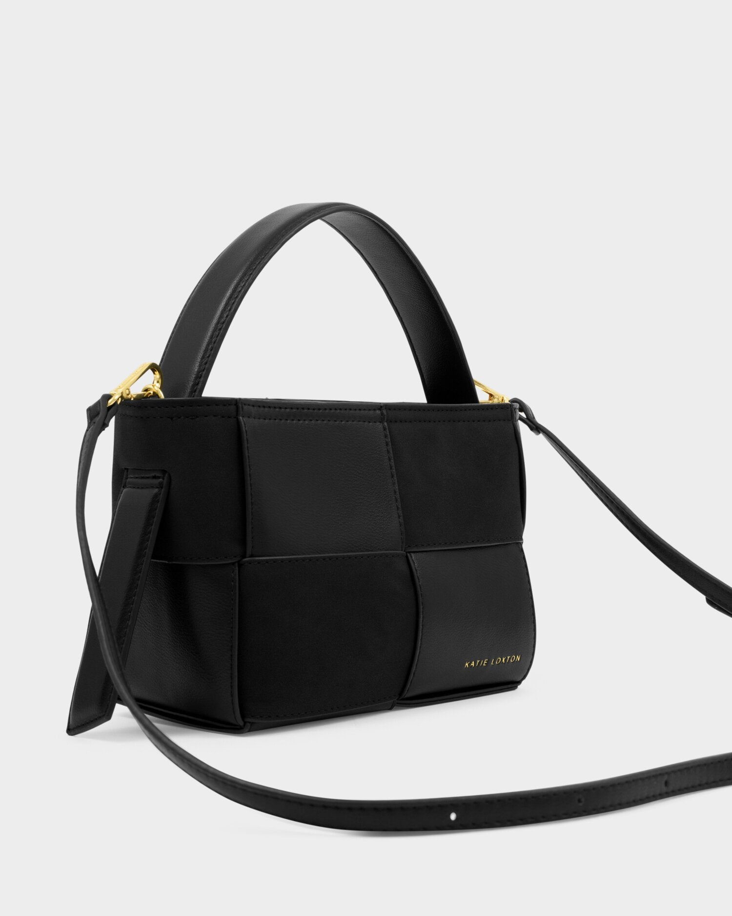 Taya Woven Suedette Handle Bag Black | Katie Loxton