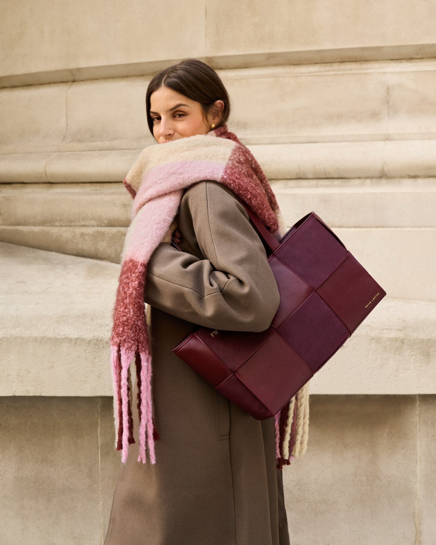 Taya Woven Suedette Tote Cherry | Katie Loxton