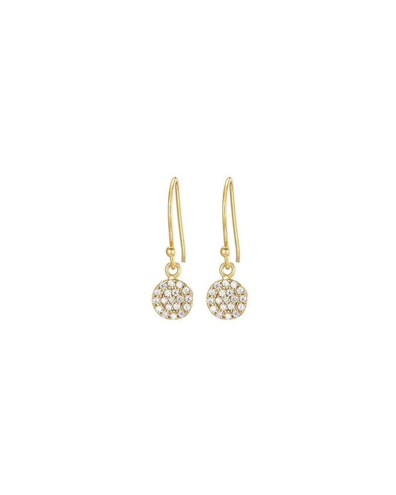 Gold Pave Disc Drop Earring | Mary K