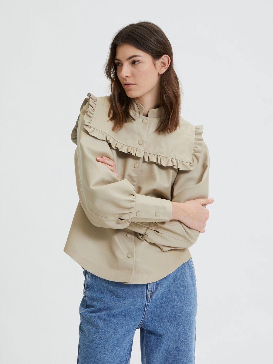 Ruffled leather shirt | Selected Femme