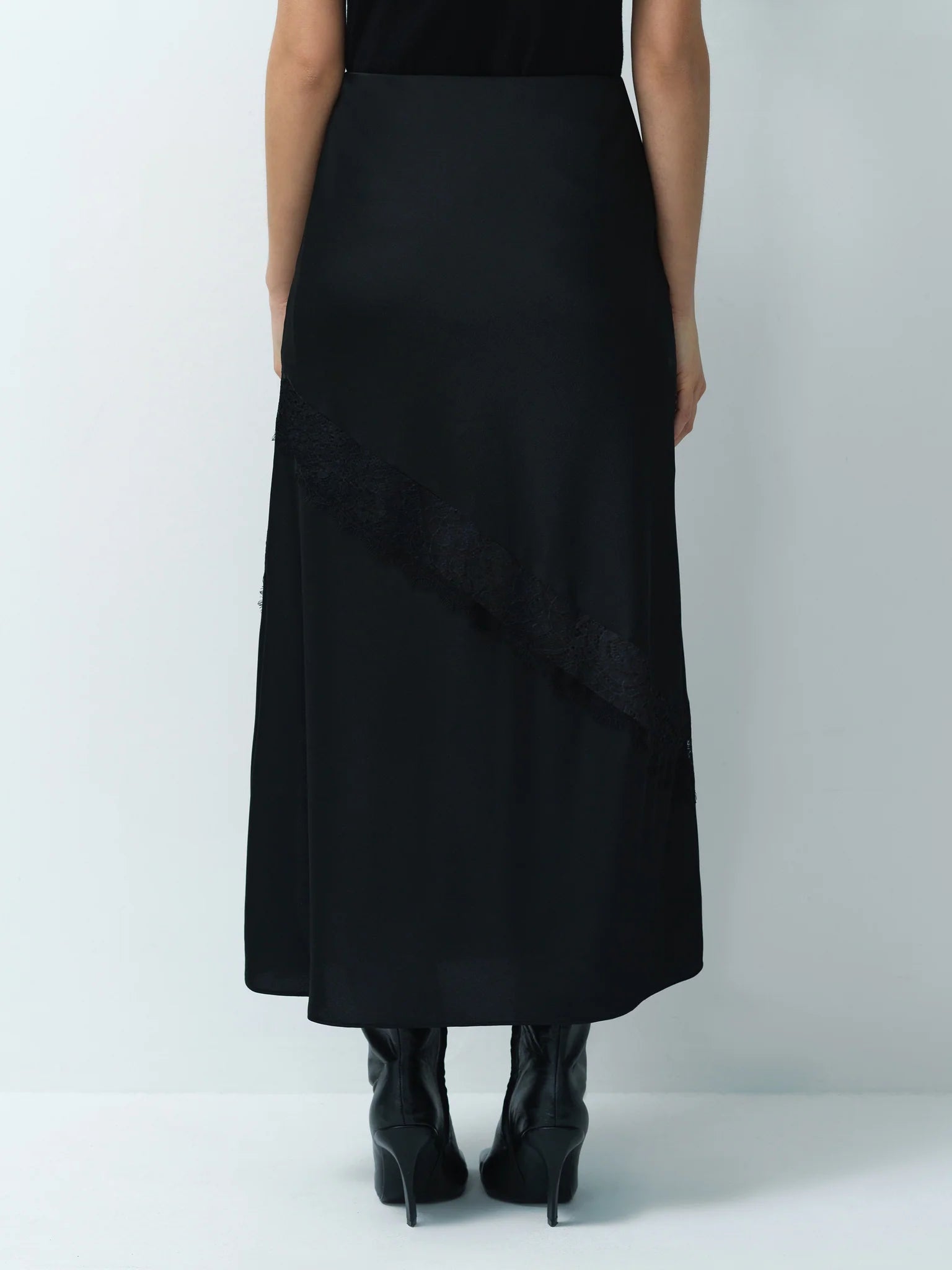 Dahlia Satin Lace Midi Skirt | French Connection