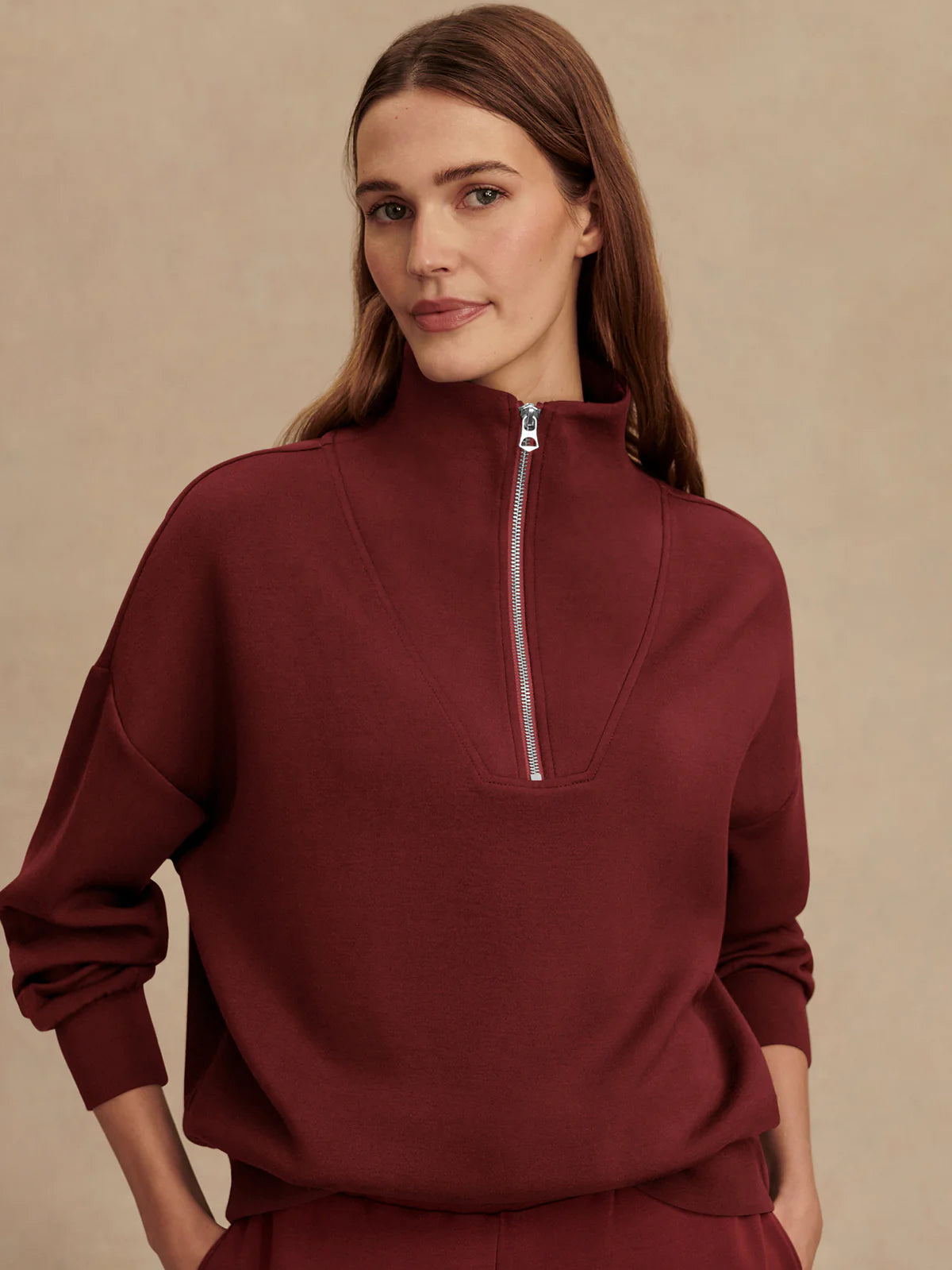 Hawley half zip maroon sweatshirt | Varley