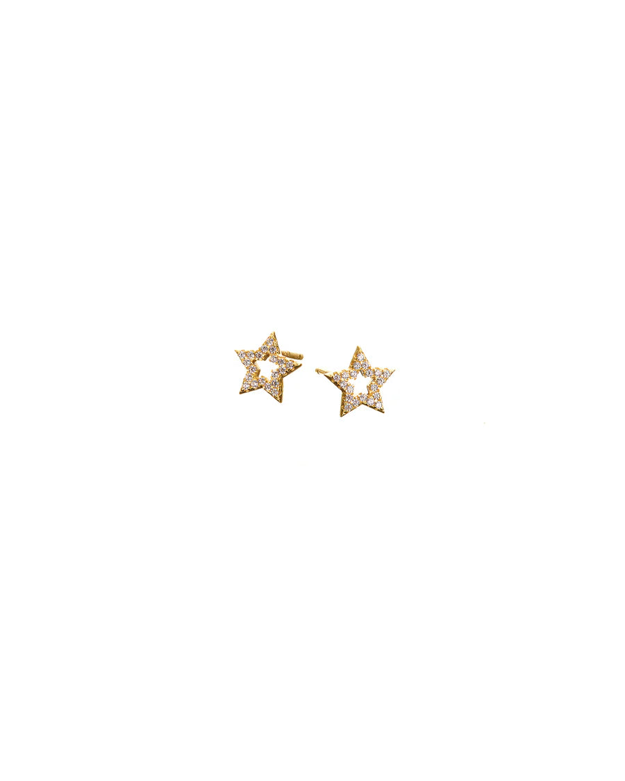 Gold Pave Open Star Stud Earrings | Mary K